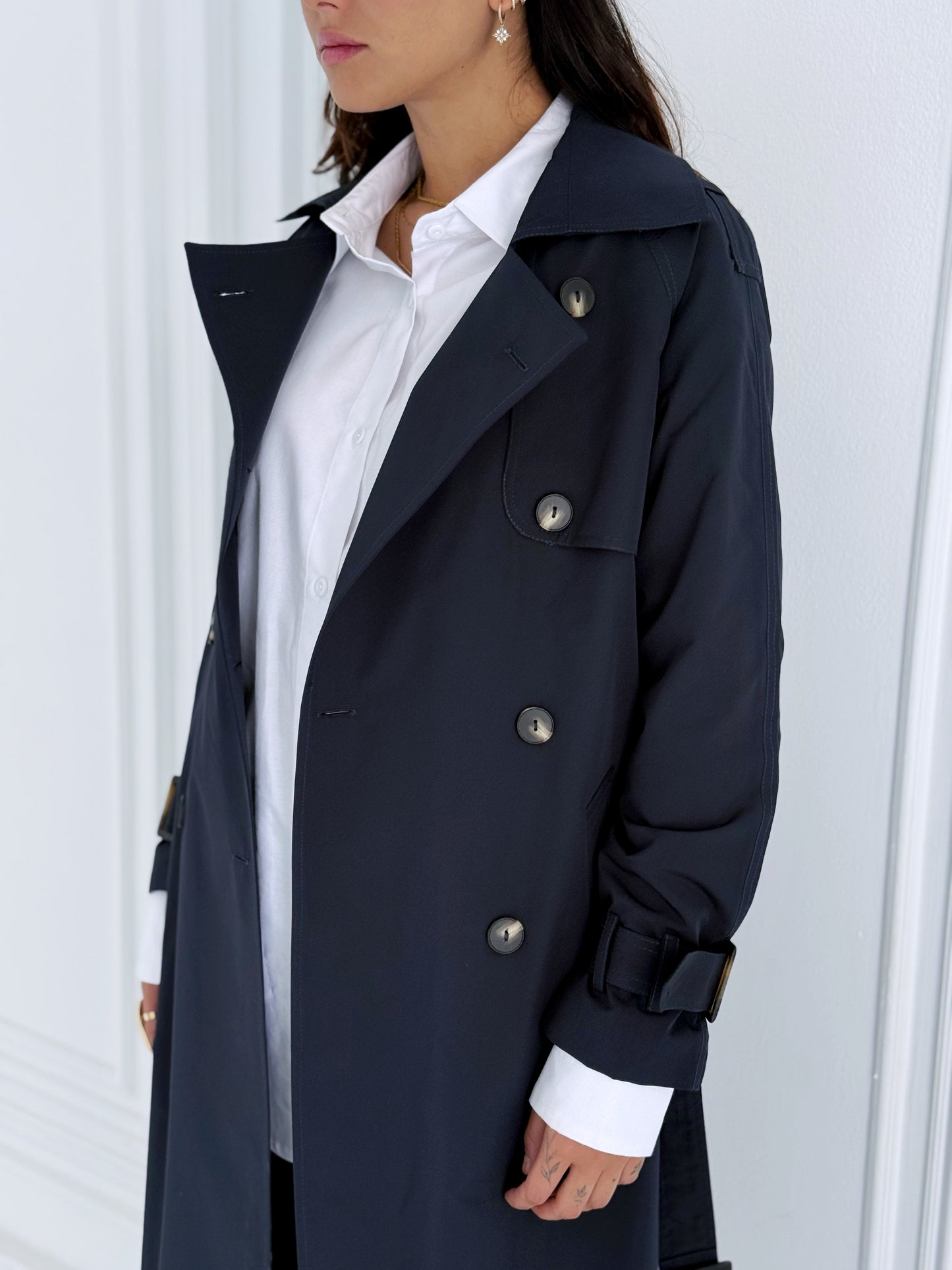 Statement Trench Coat In navy