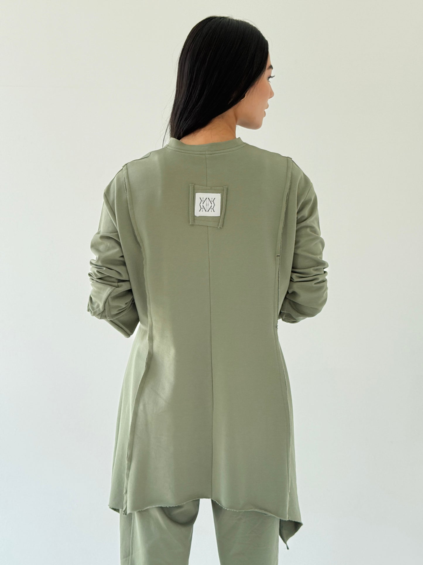 Ribbon cardigan in Olive