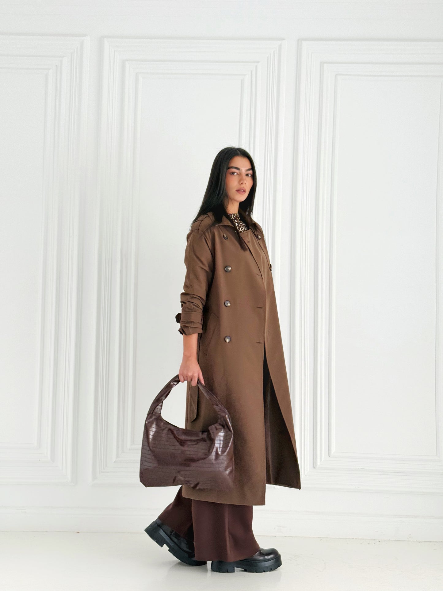 Statement Trench Coat In Brown