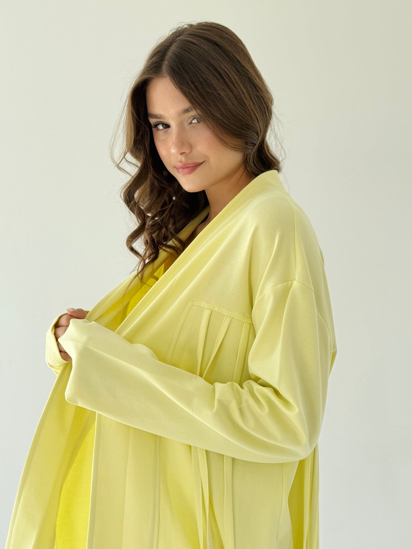 Ribbon cardigan in butter Yellow