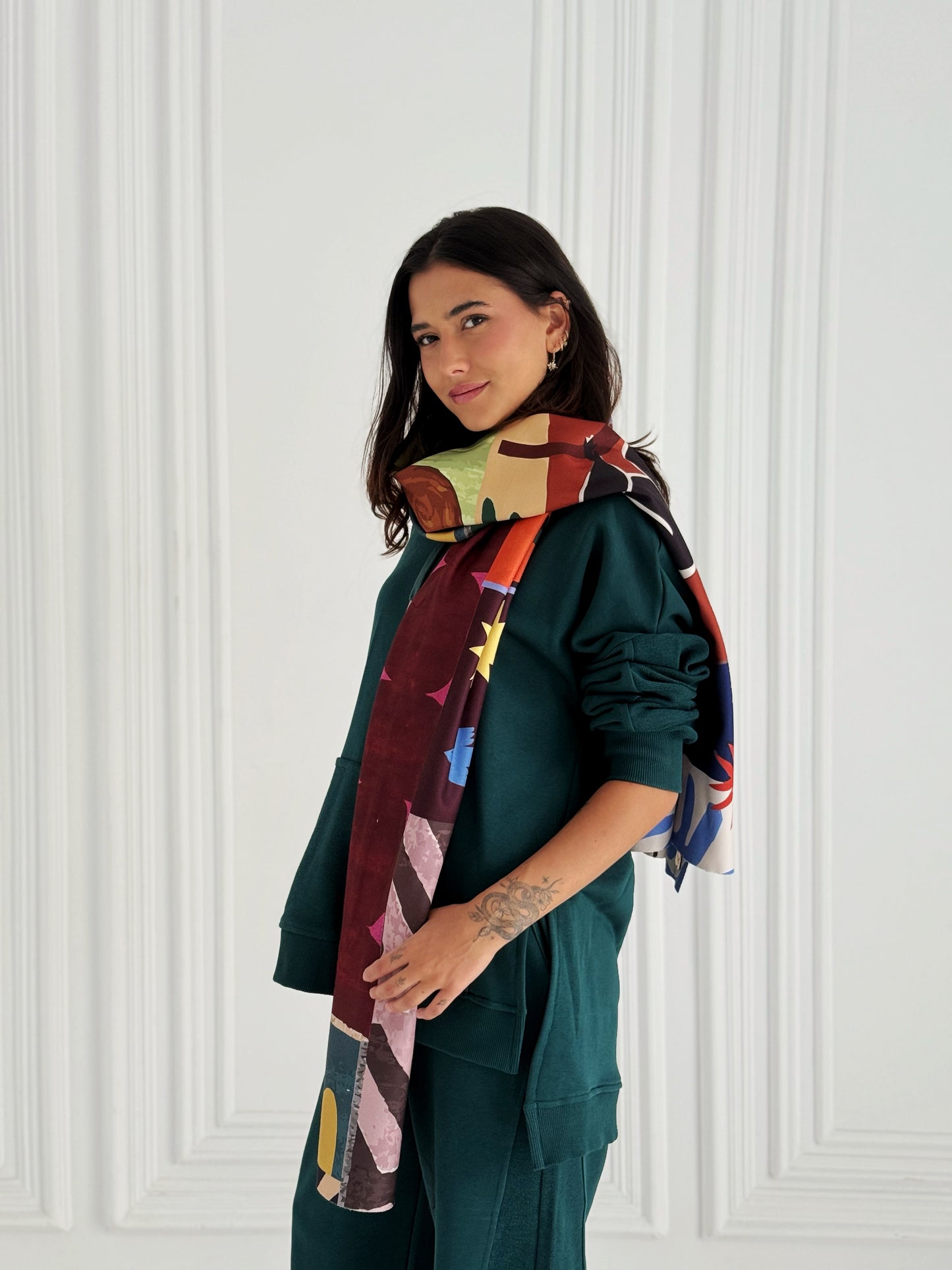 Color Bloom wool scarf ( Rectangle)