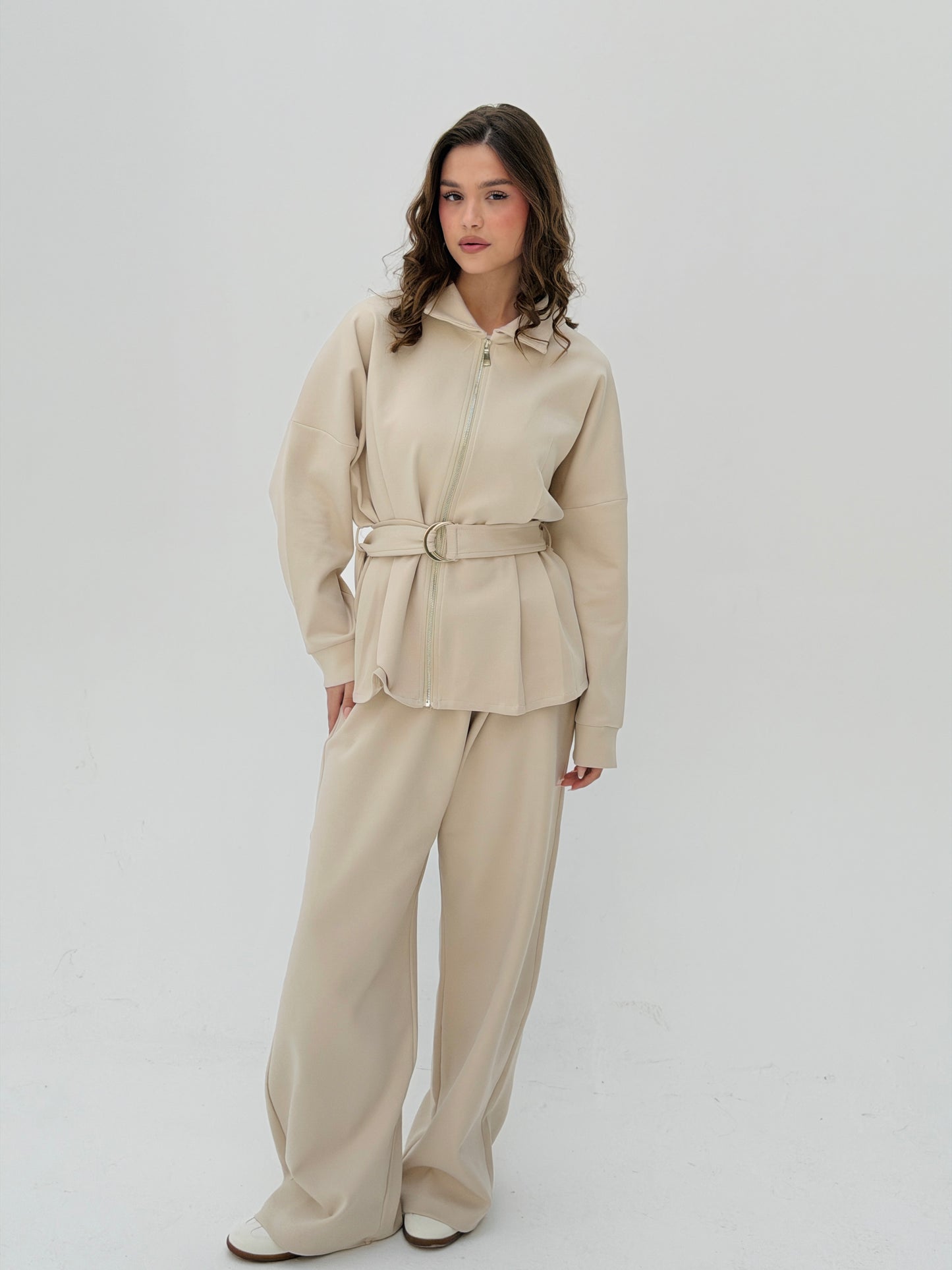 The Belted Set In Beige