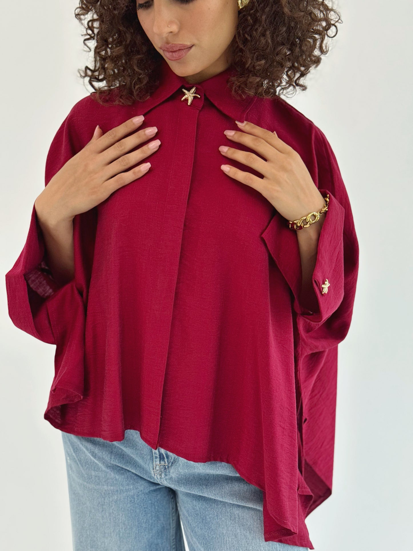 The Oversized Linen Shirt in Red