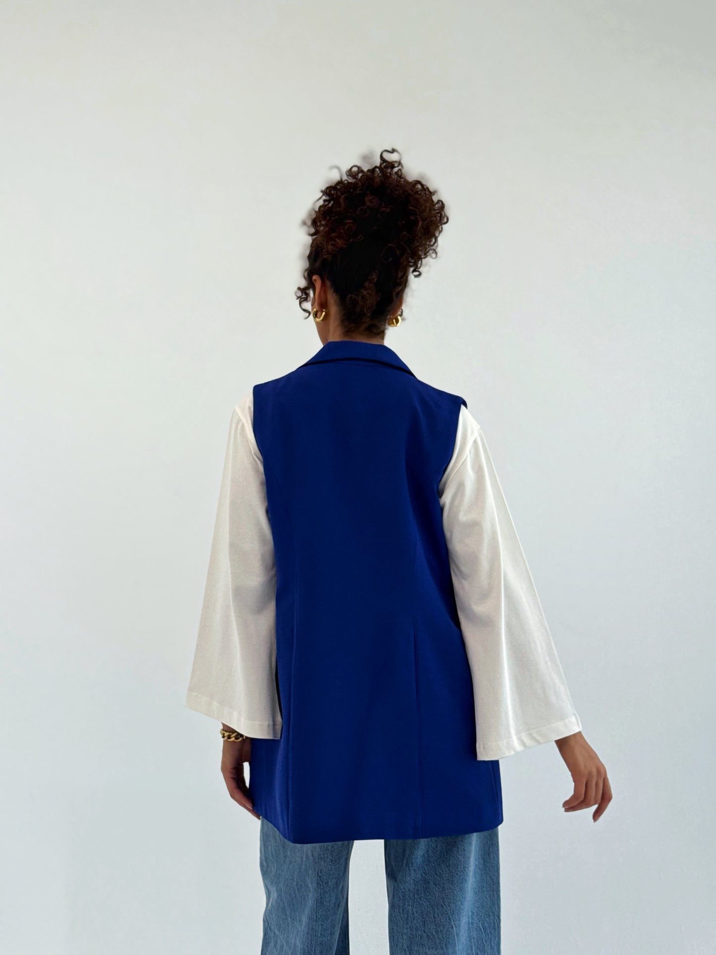 Shawl collar tailored vest In Royle blue
