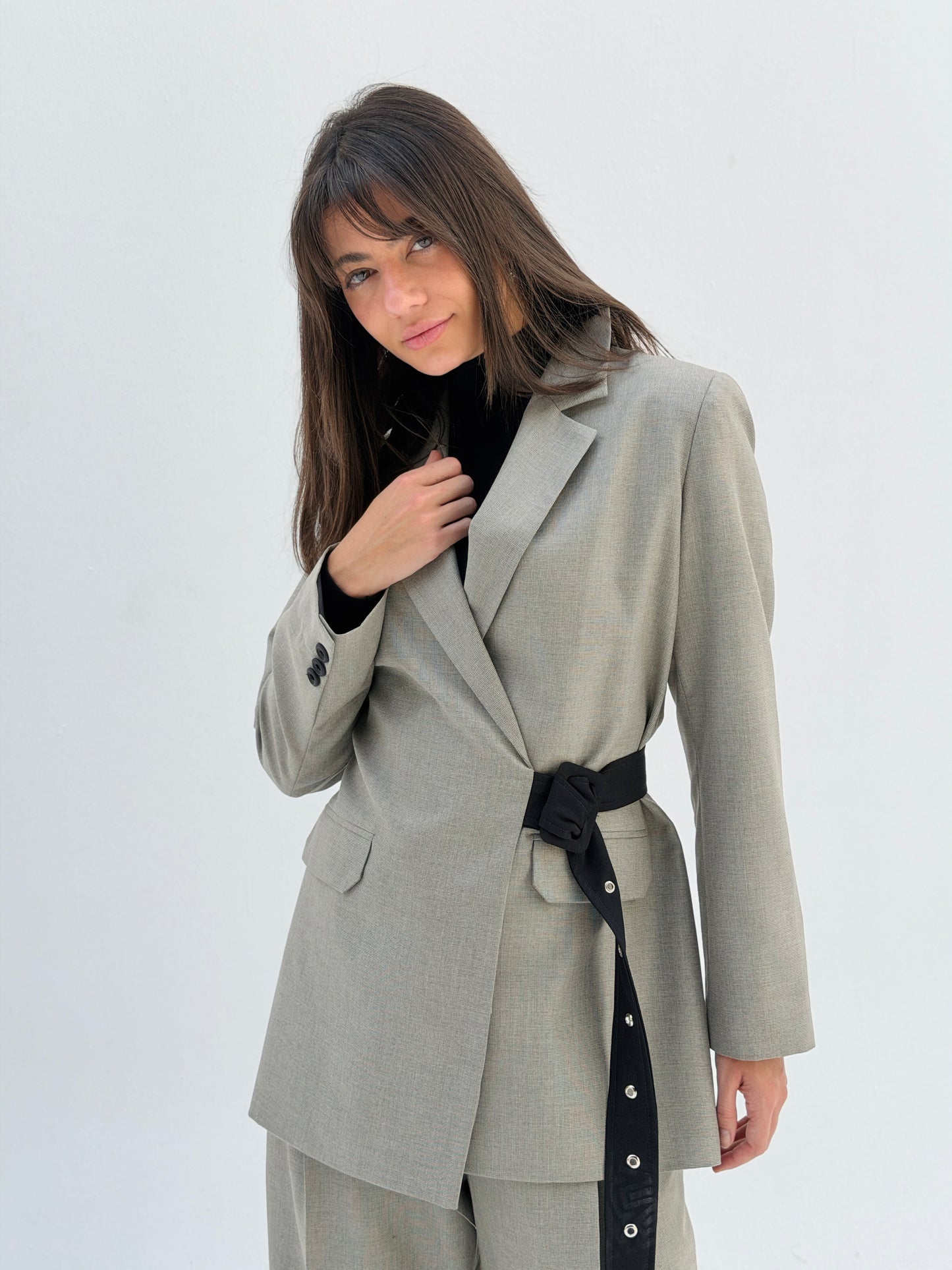 Belted suit in Gray