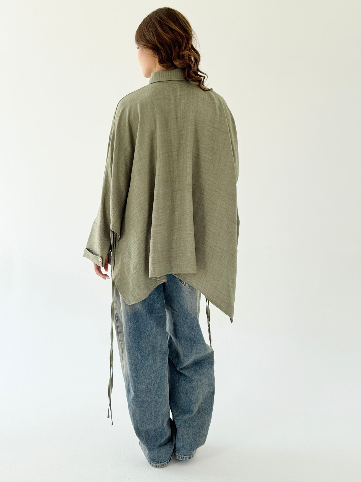 The oversized shirt in olive