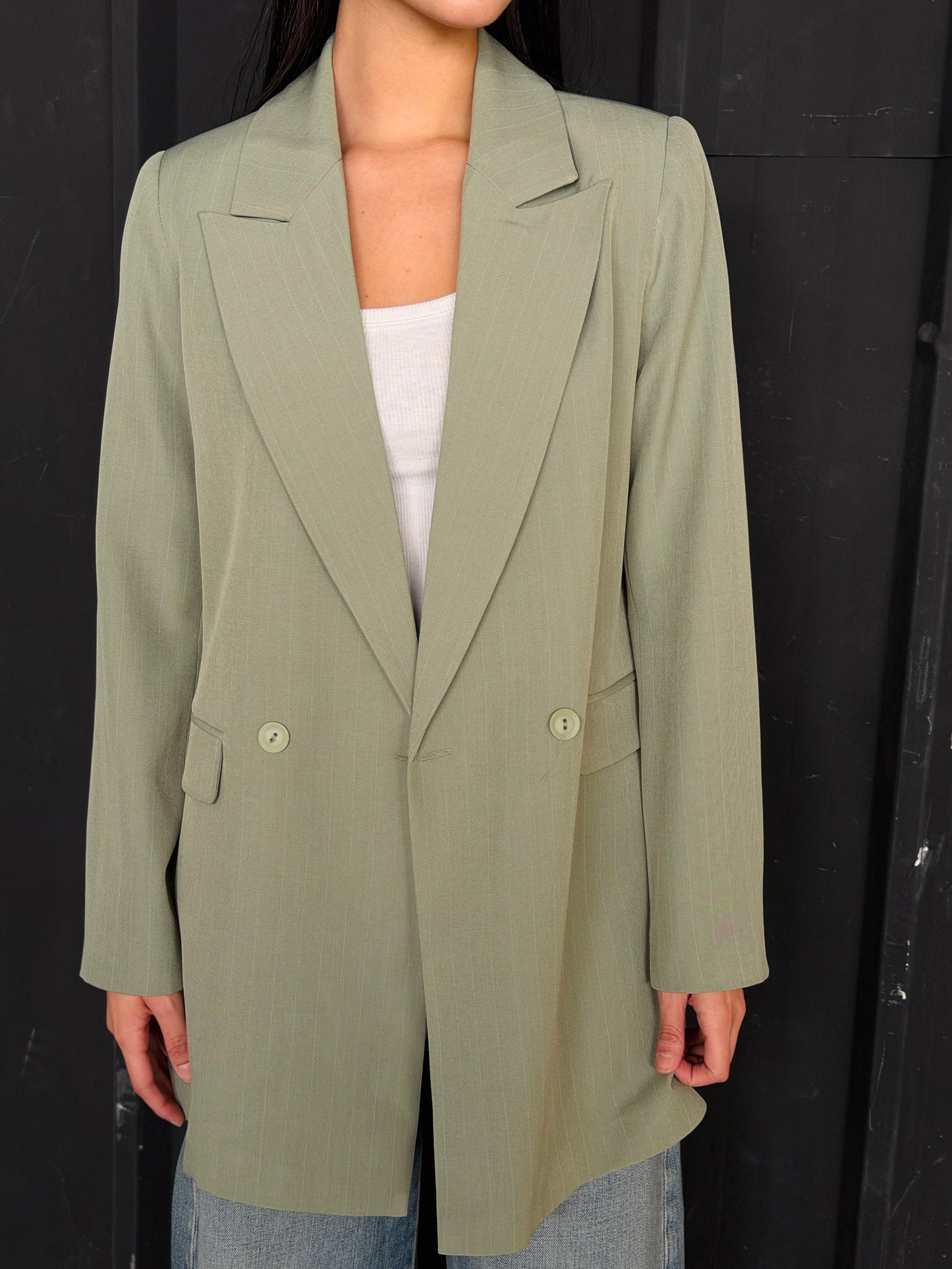 Olive striped blazer