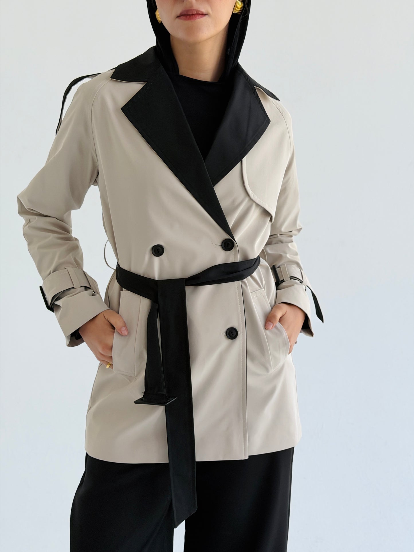 Black & white Trench coat