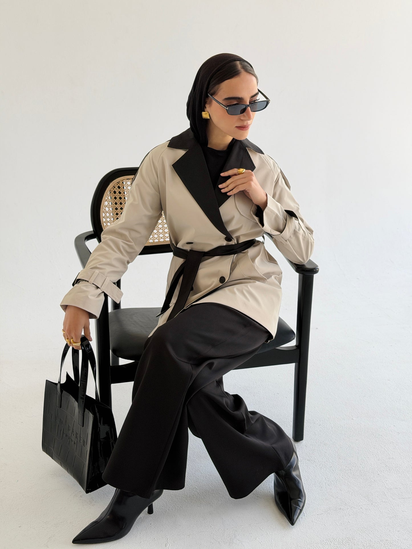 Black & white Trench coat