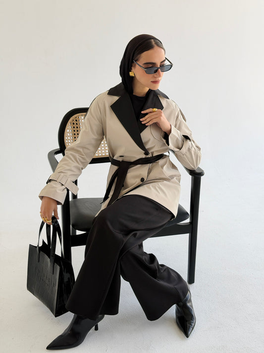 Black & white Trench coat