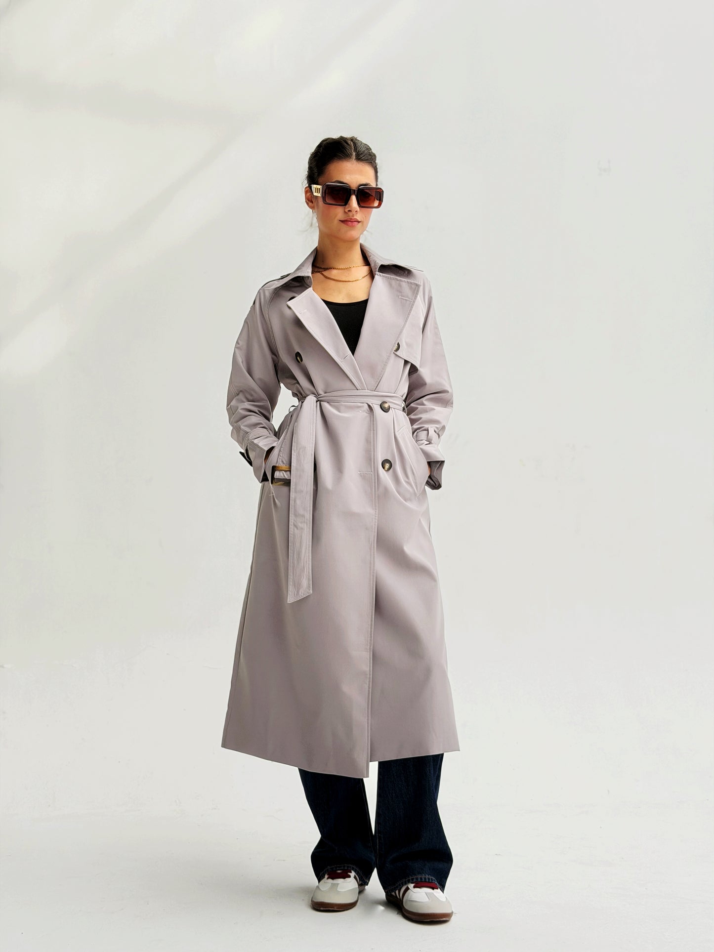 Statement Trench Coat In Gray