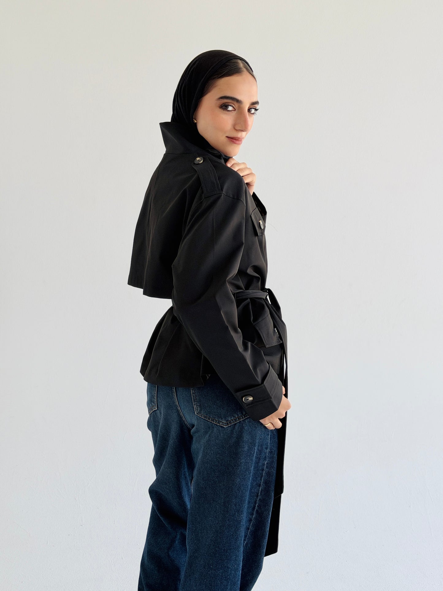 Stand Collar Jacket In Black