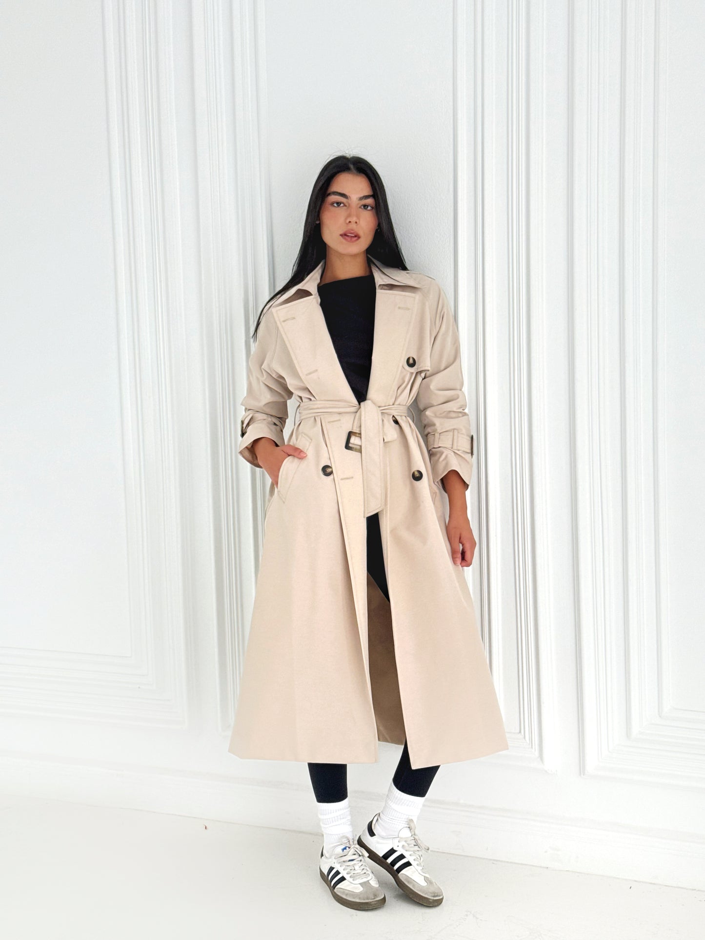 Statement Trench Coat In Beige