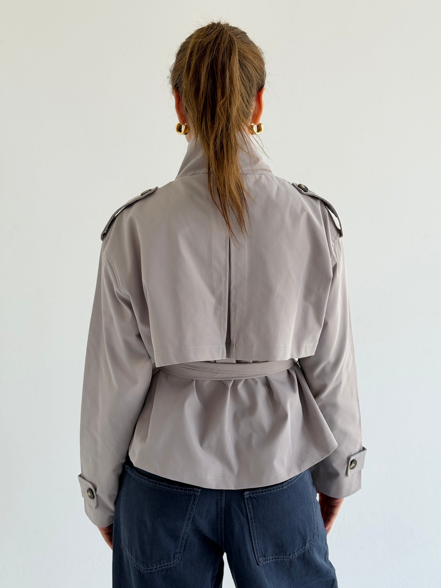 Stand Collar Jacket In Gray