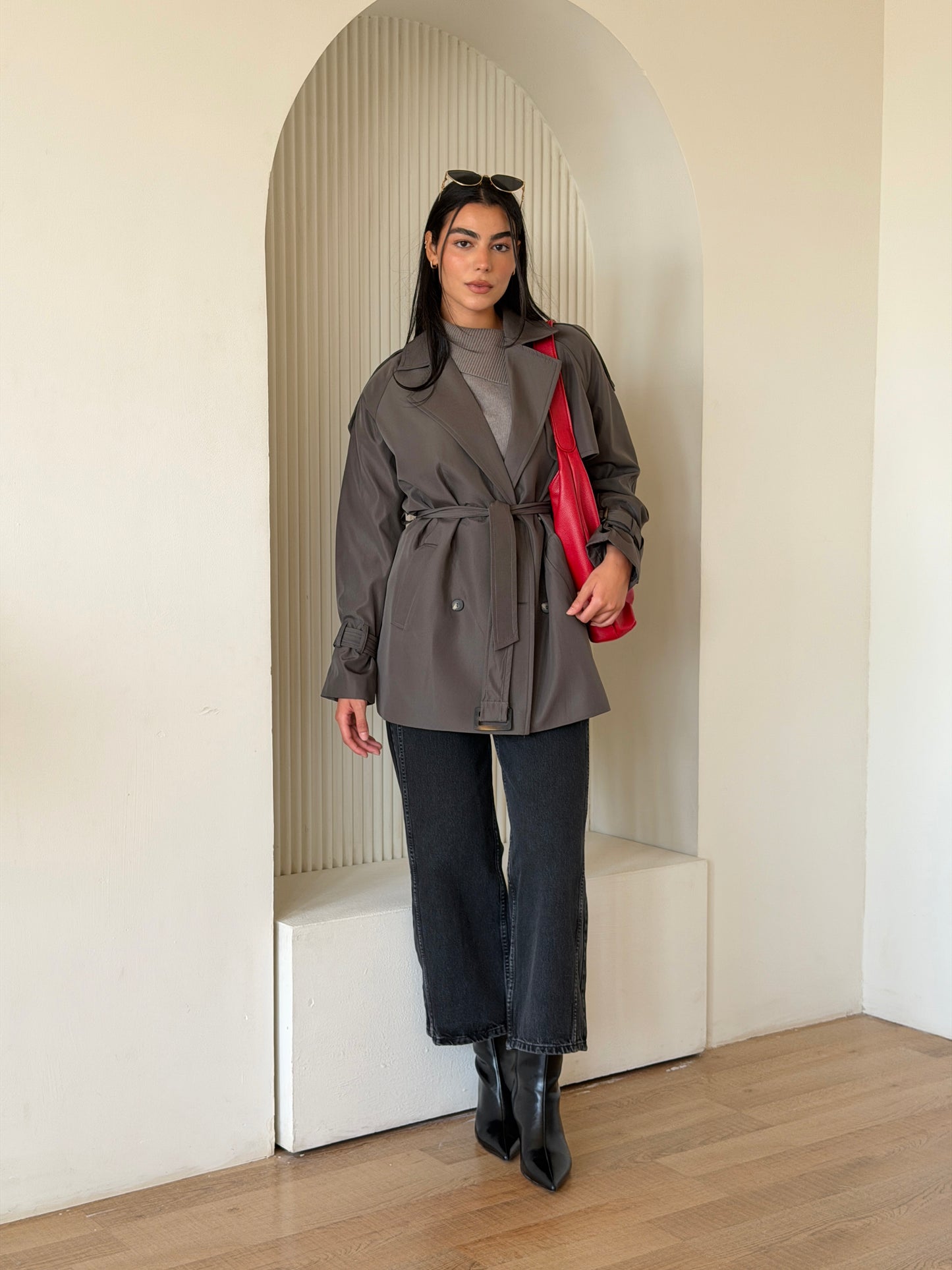 Mini Trench Coat In gray