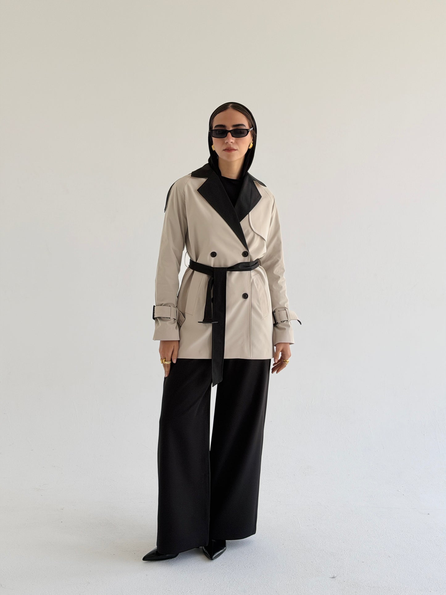 Black & white Trench coat
