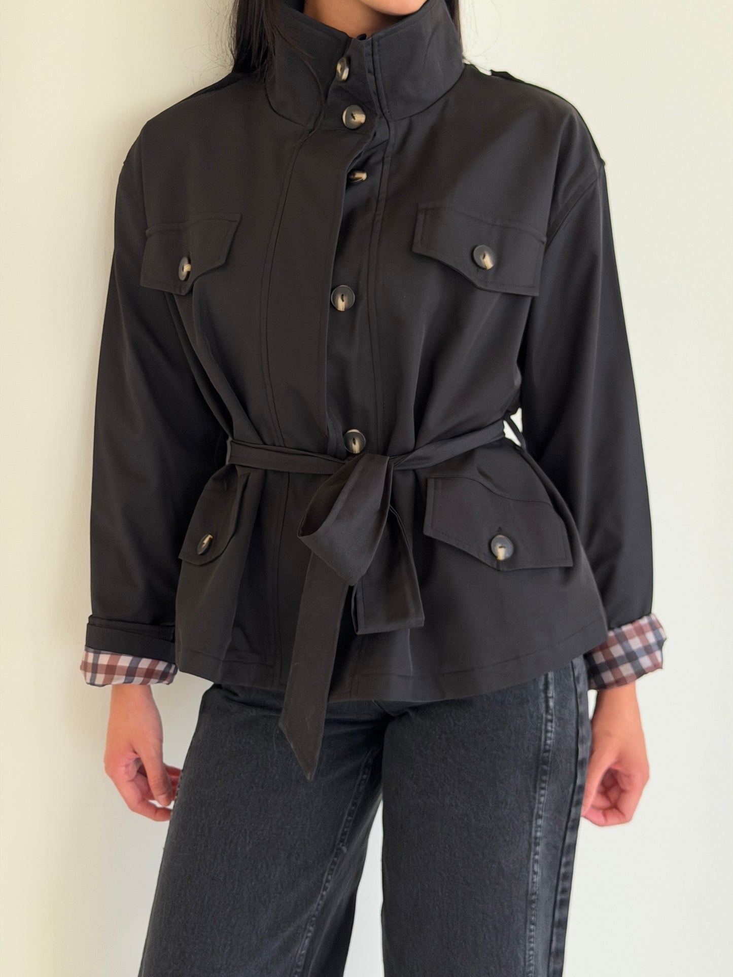 Stand Collar Jacket In Black