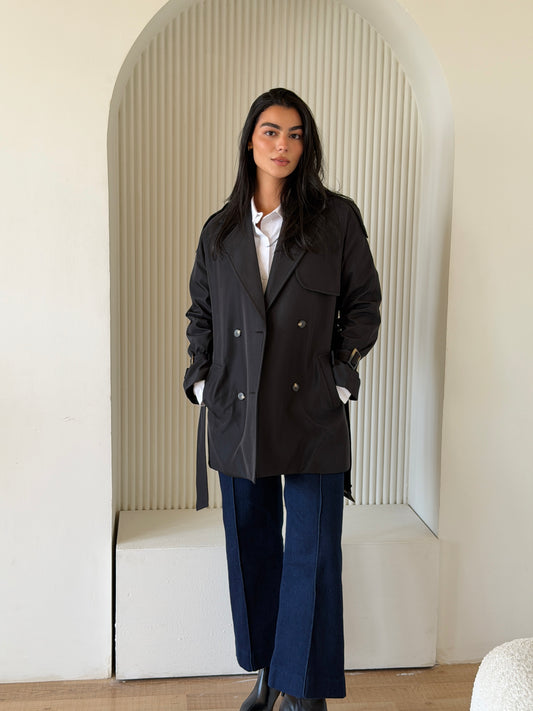 Mini Trench Coat In Black