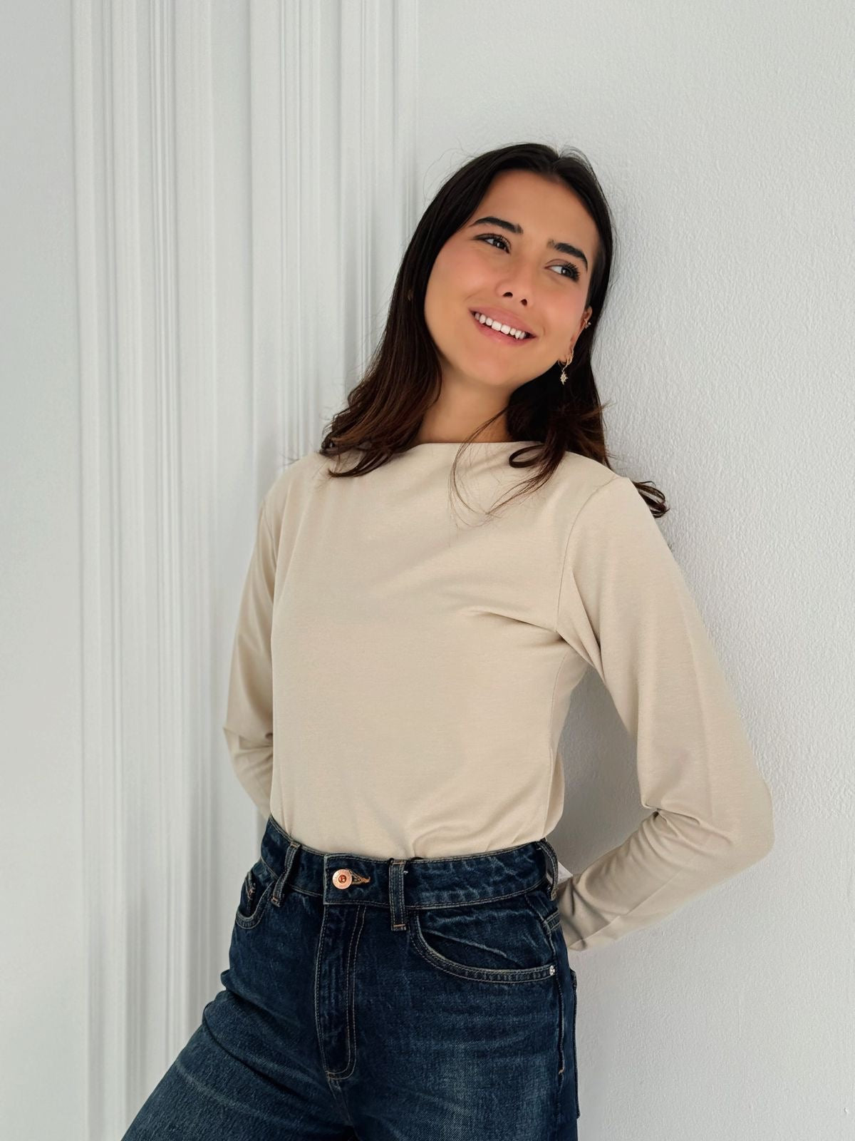 Daily basic top in Beige