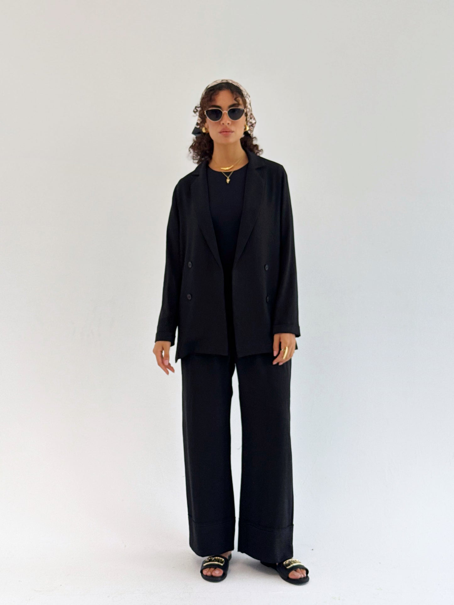Effortlessly linen set in black