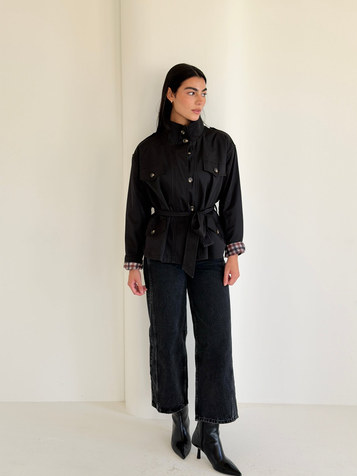 Stand Collar Jacket In Black