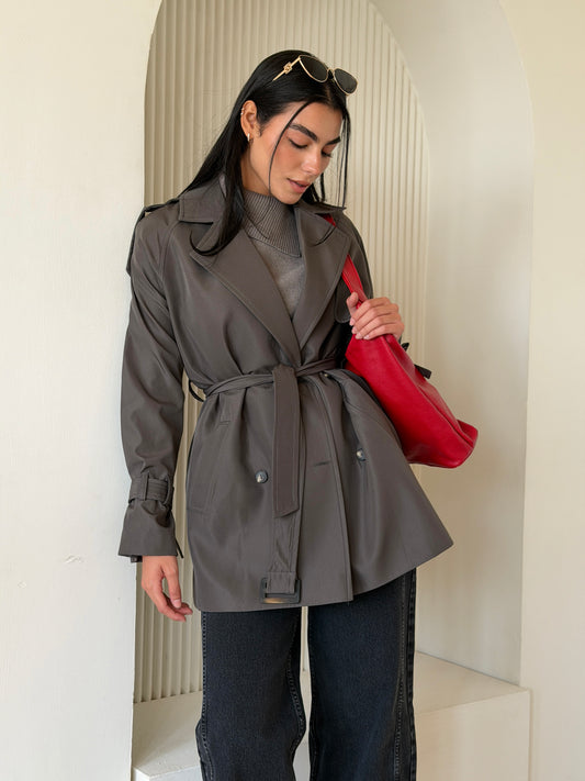 Mini Trench Coat In gray