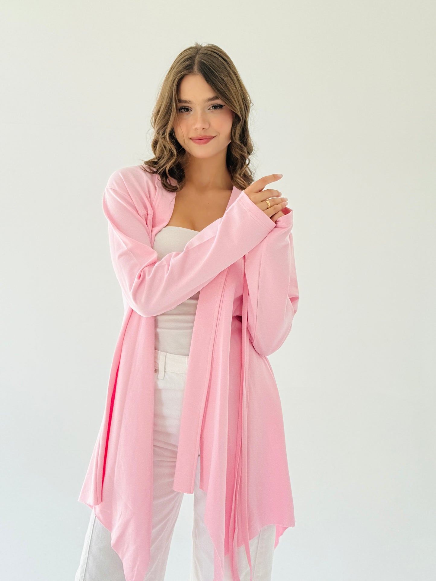 Ribbon cardigan in pink