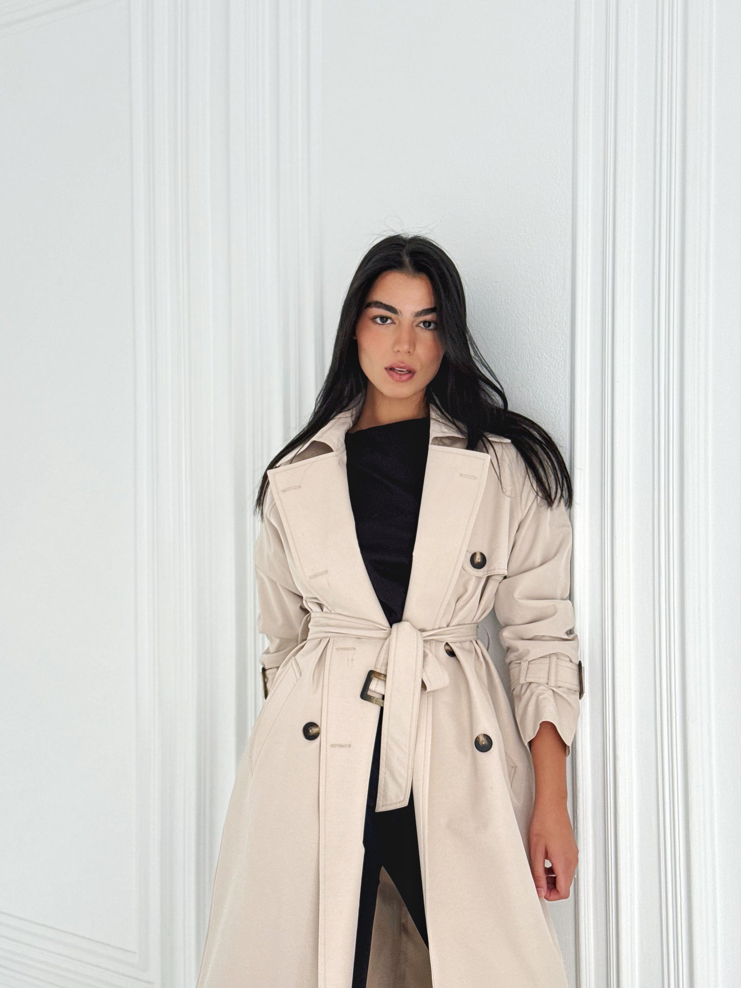 Statement Trench Coat In Beige