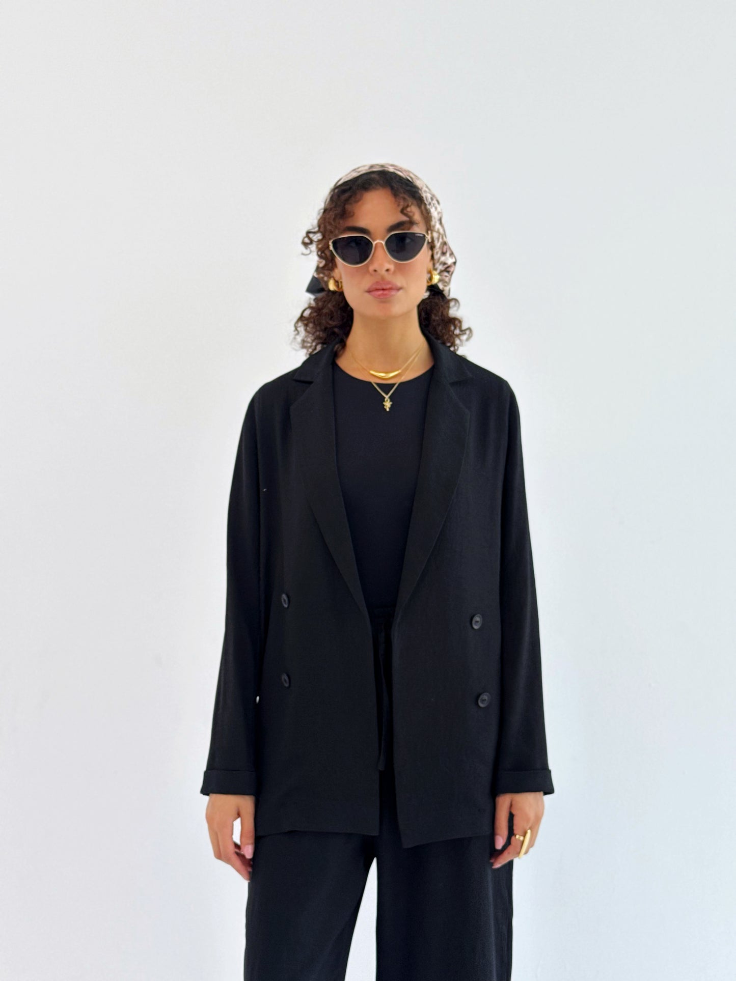 Effortlessly linen set in black