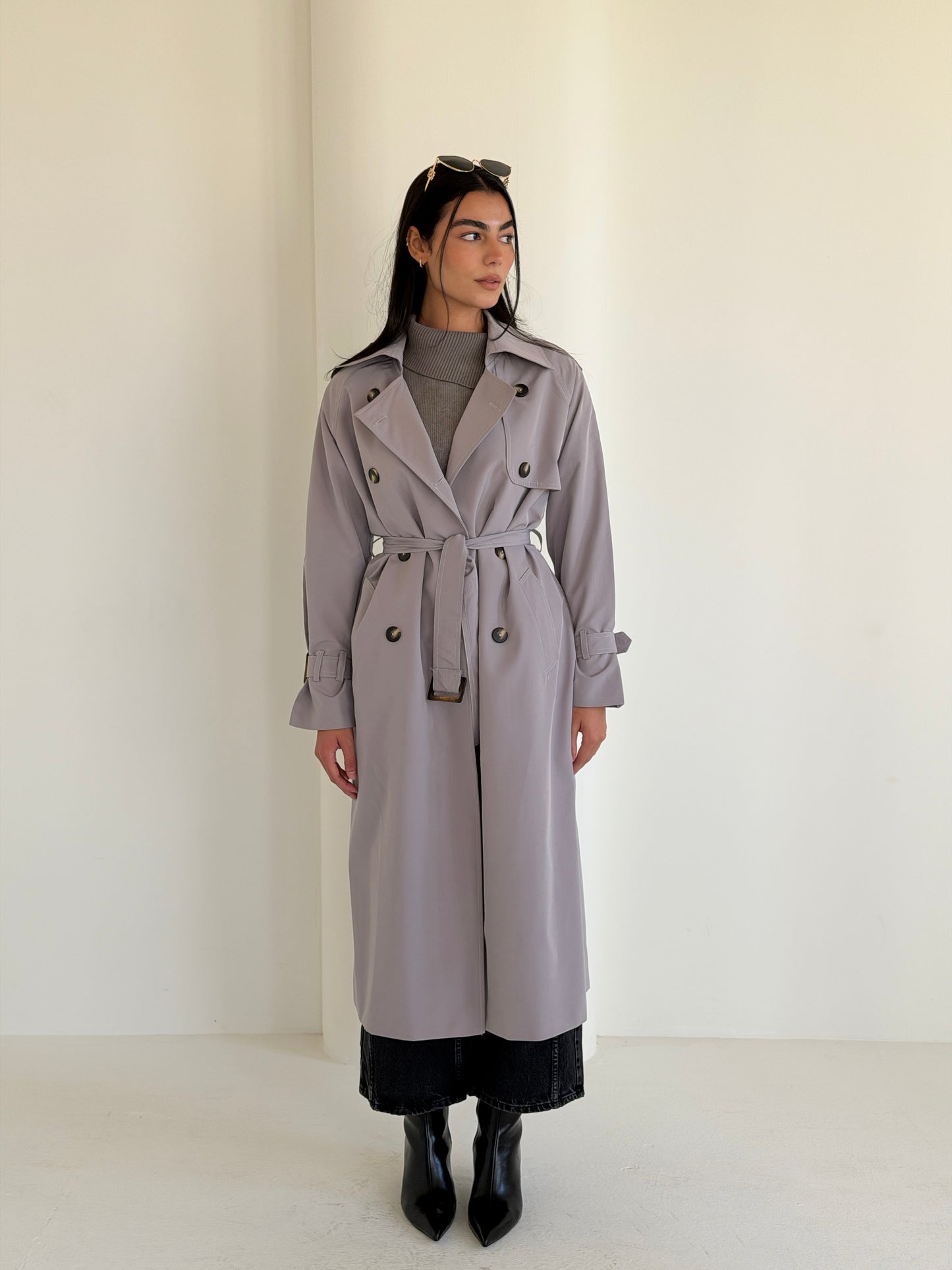 Statement Trench Coat In Gray