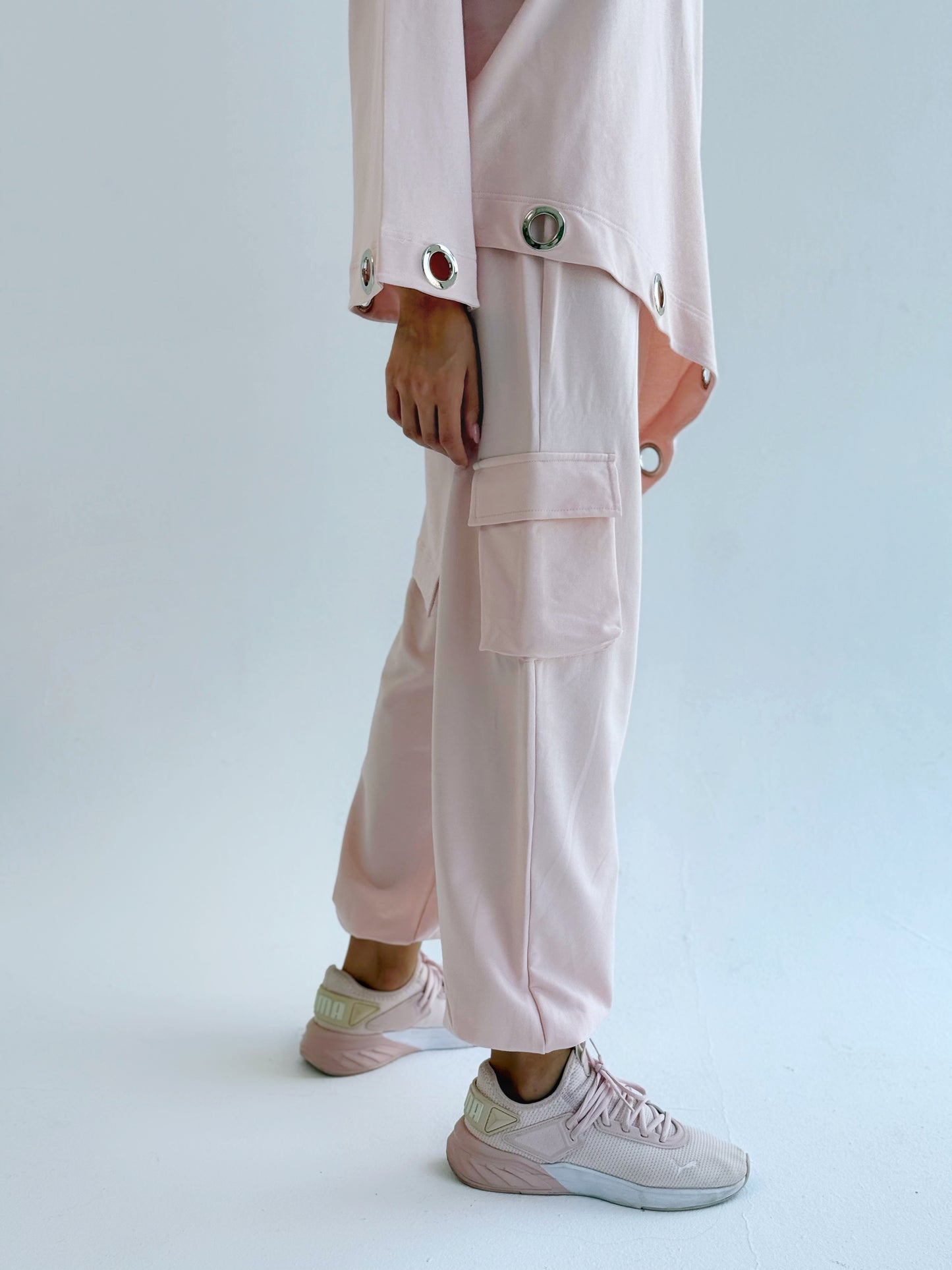 Eyelets Cotton Set In Pink