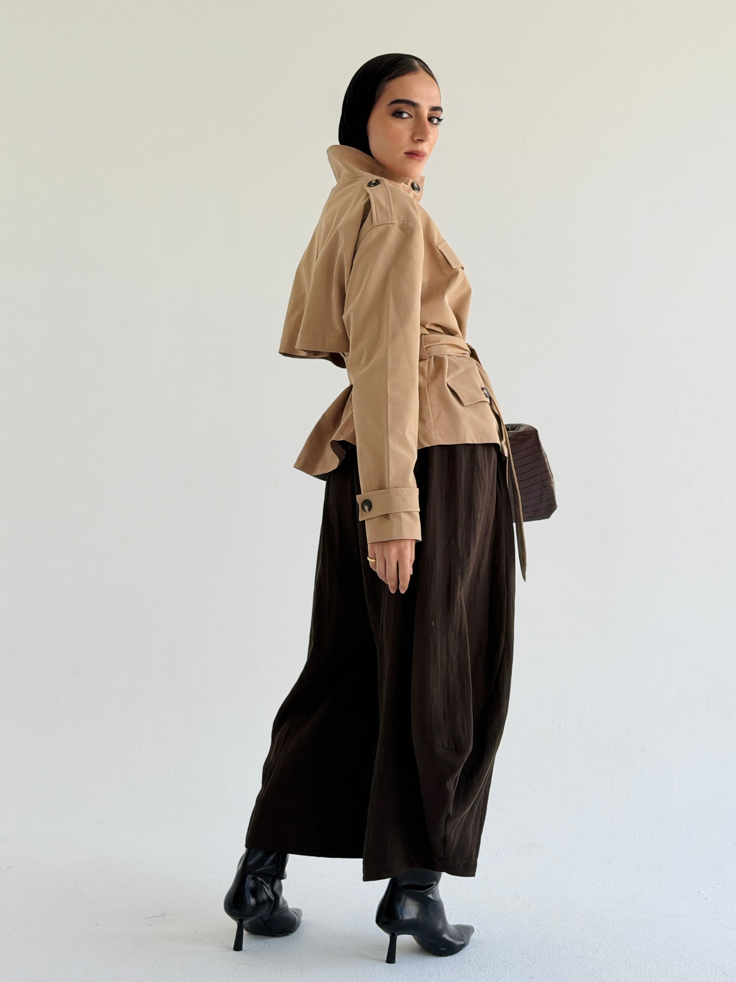 Stand Collar Jacket In Camel