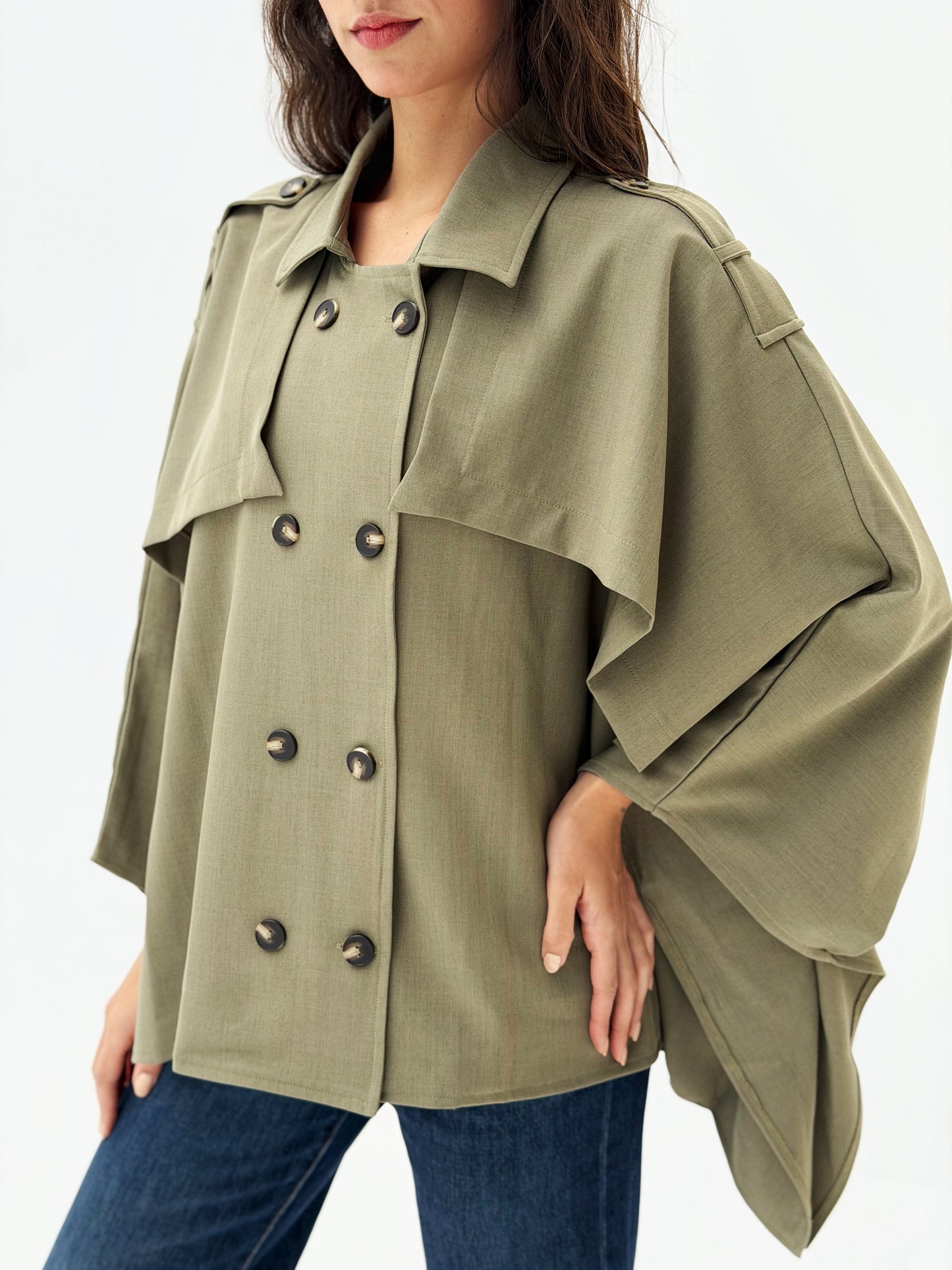 Trench Cape in Olive