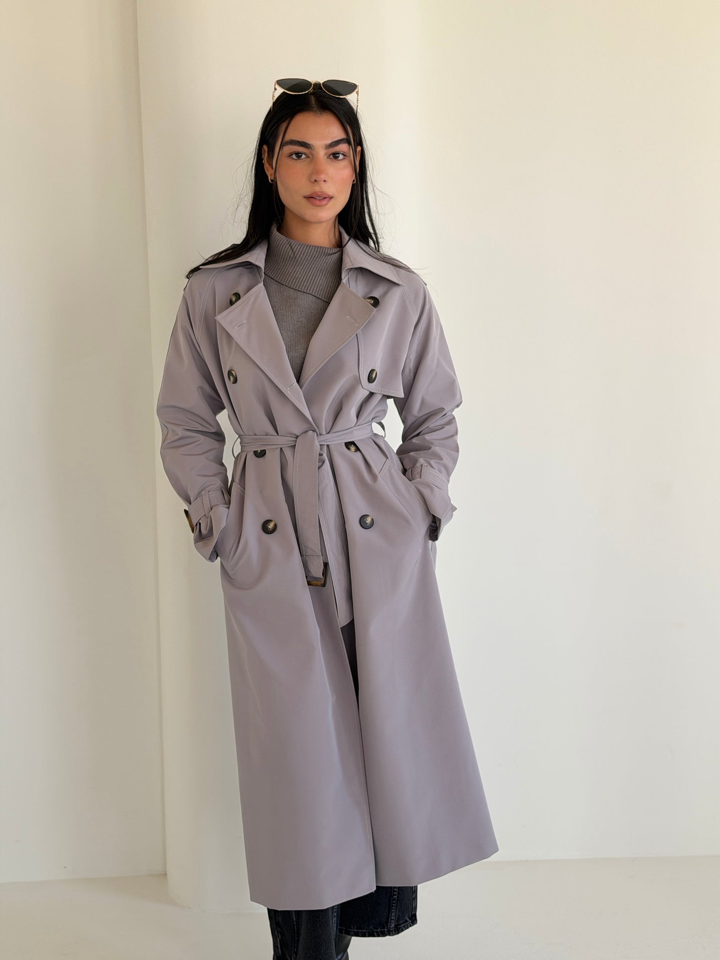 Statement Trench Coat In Gray