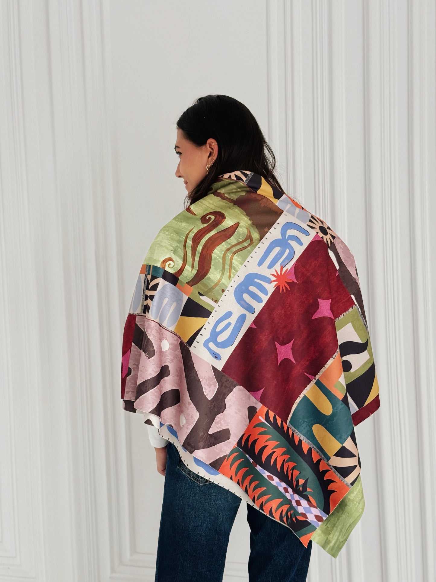 Color Bloom wool scarf ( square)