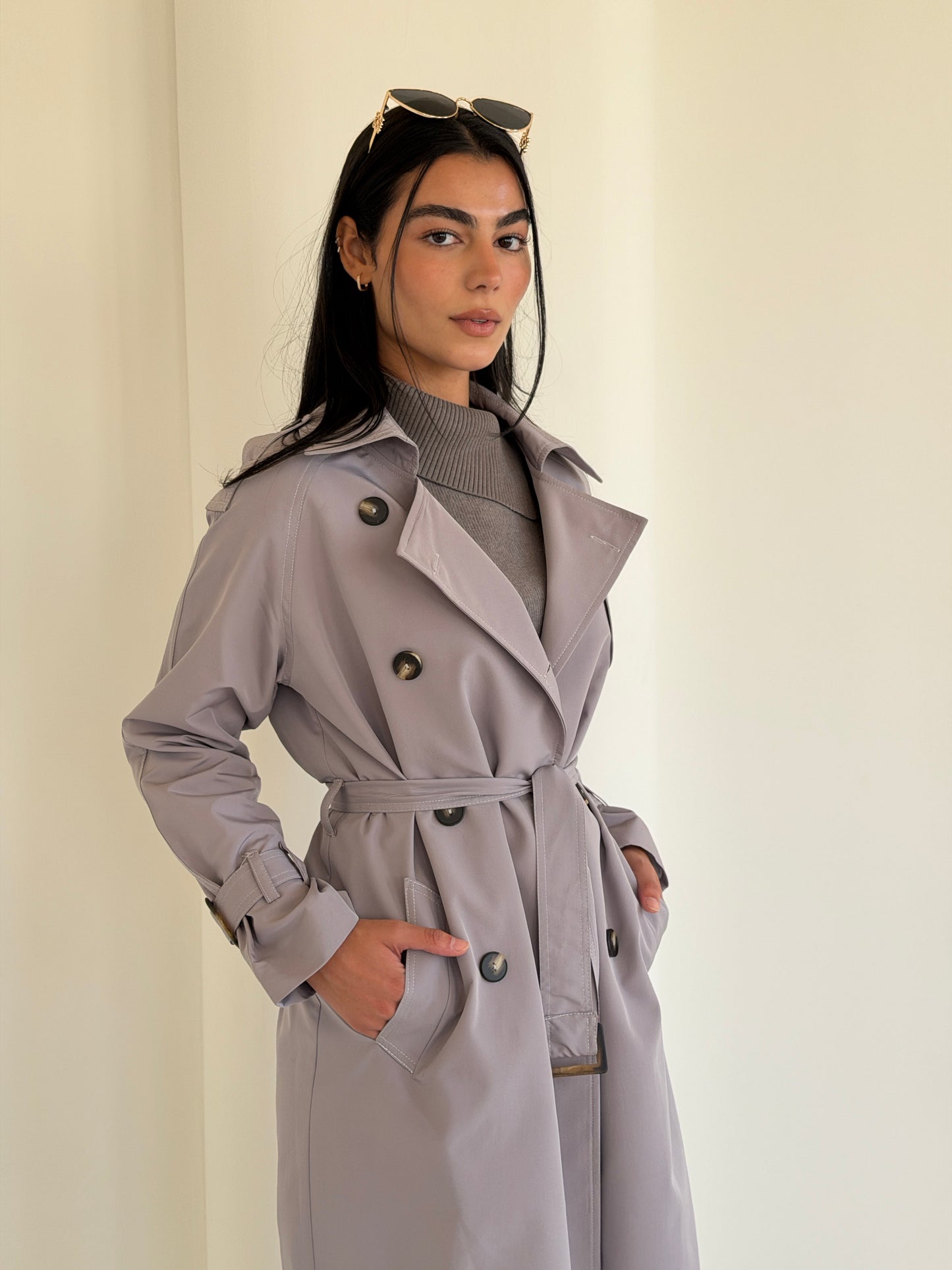 Statement Trench Coat In Gray