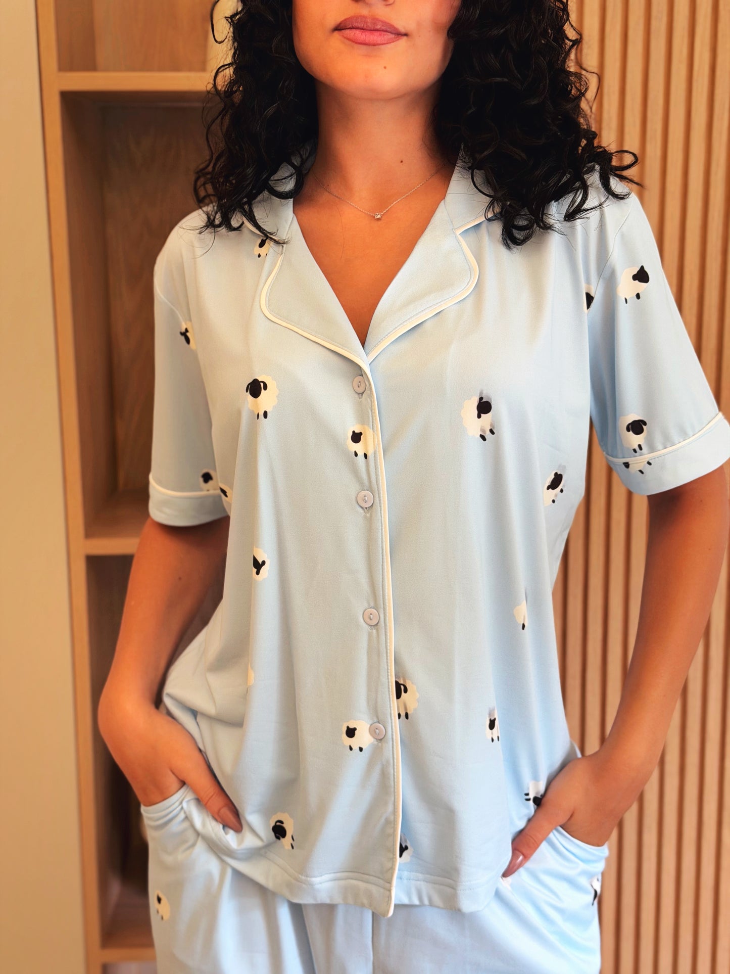Self love cotton Button -up pajama /Sheep