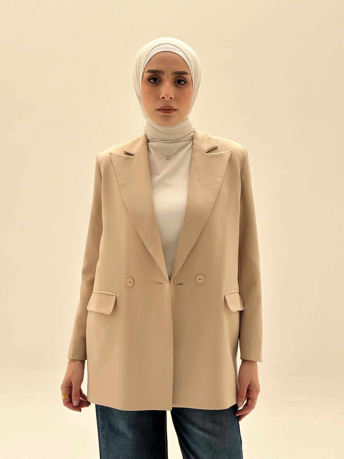 Relaxed Fit beige lazer