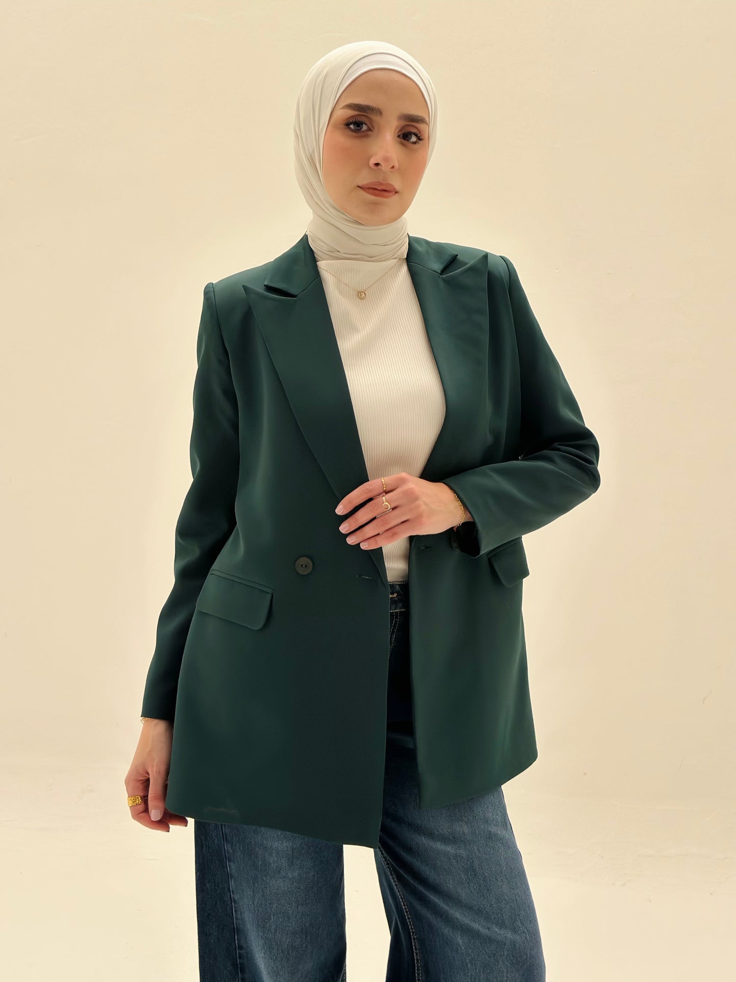 Relaxed Fit Blazer in Dark Olive