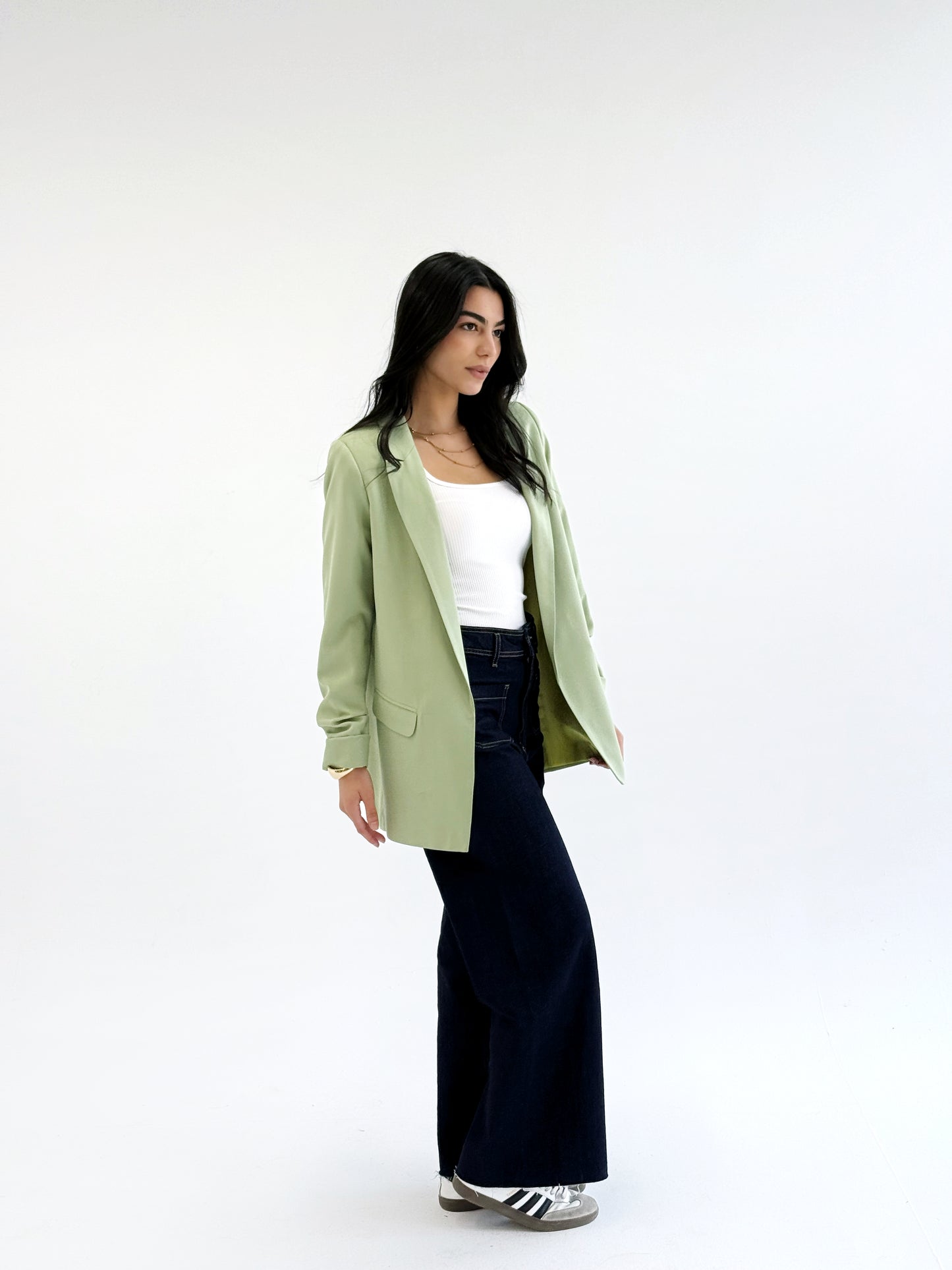 Ruffle blazer in matcha