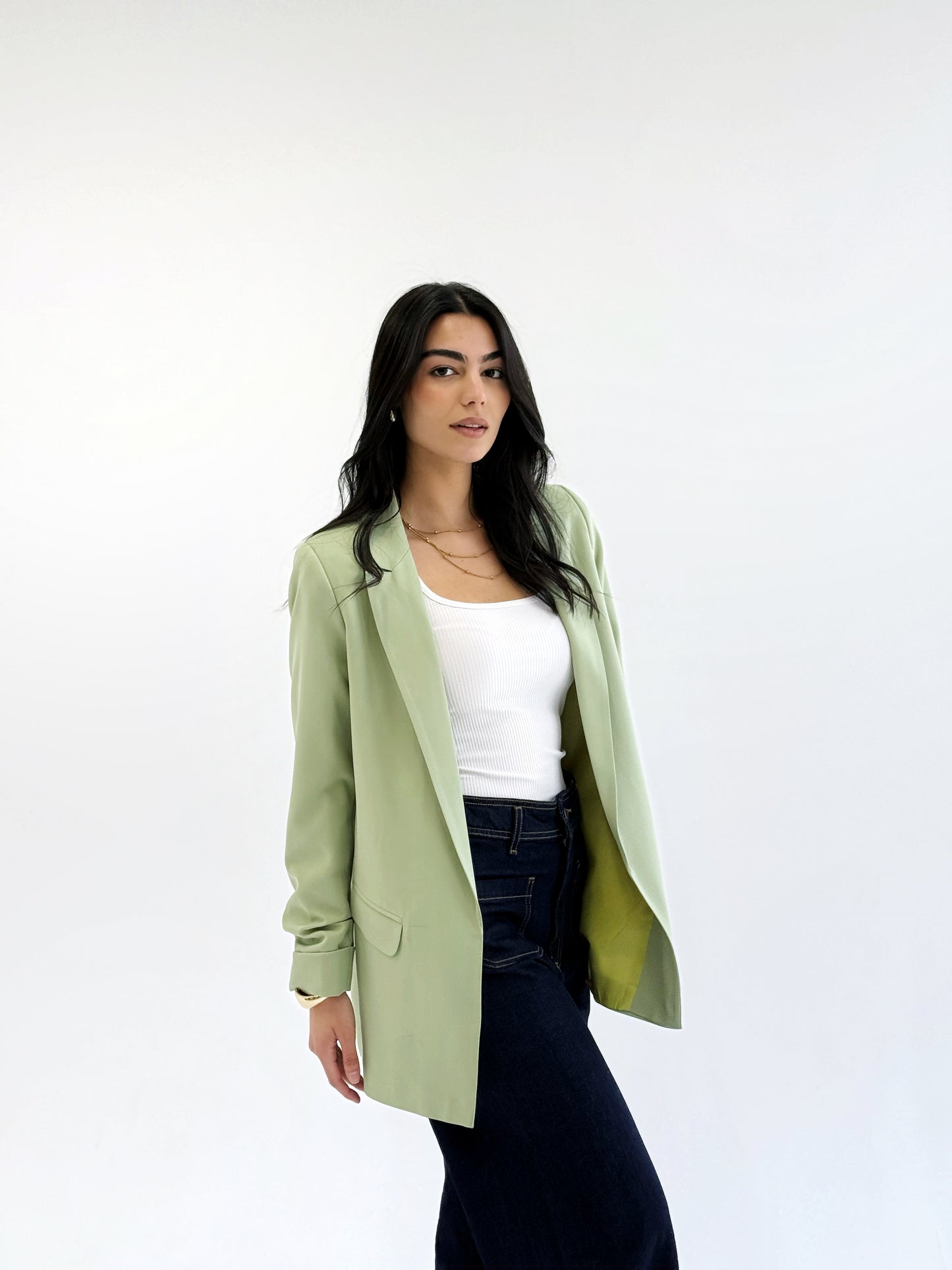 Ruffle blazer in matcha