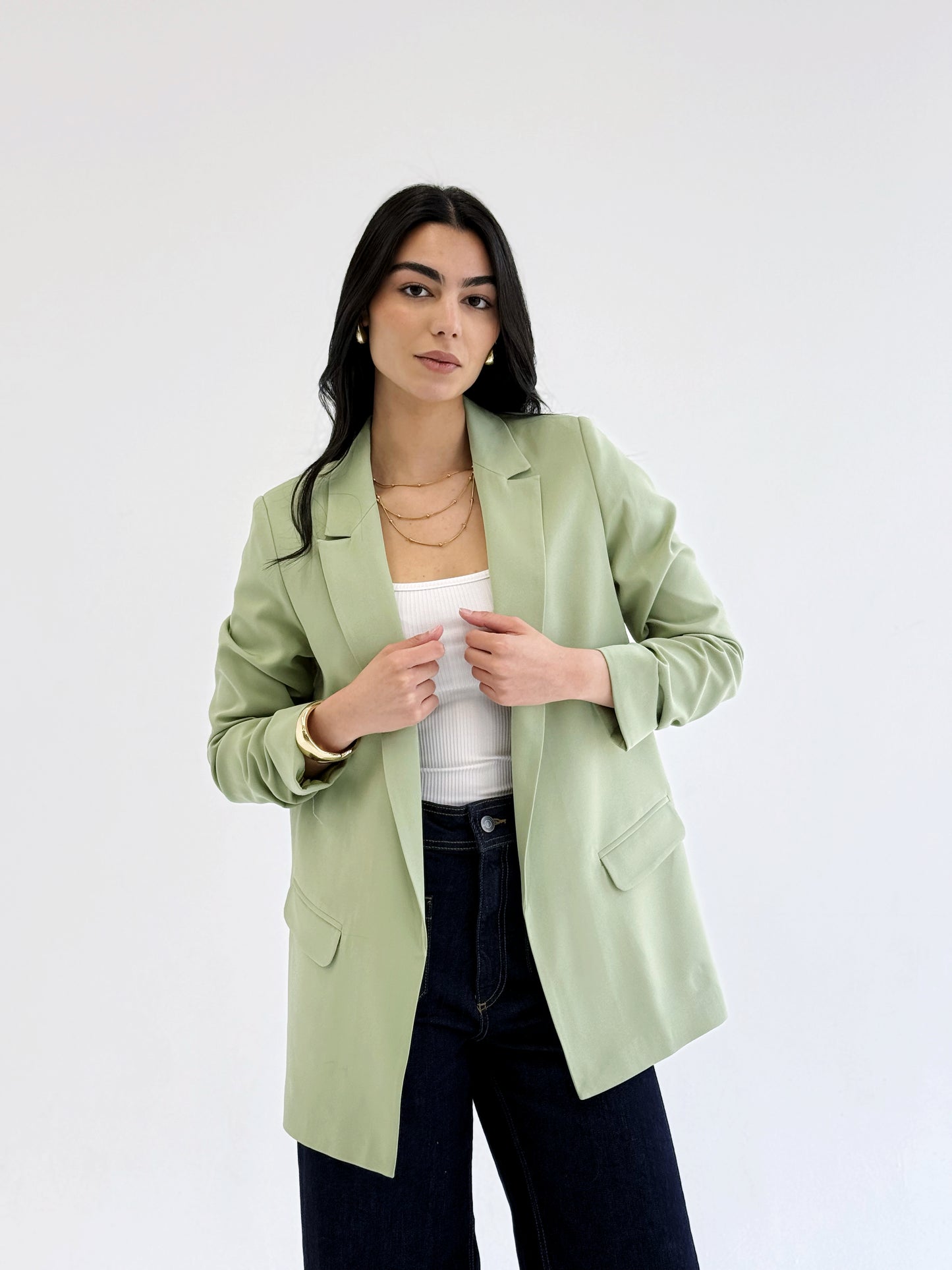 Ruffle blazer in matcha