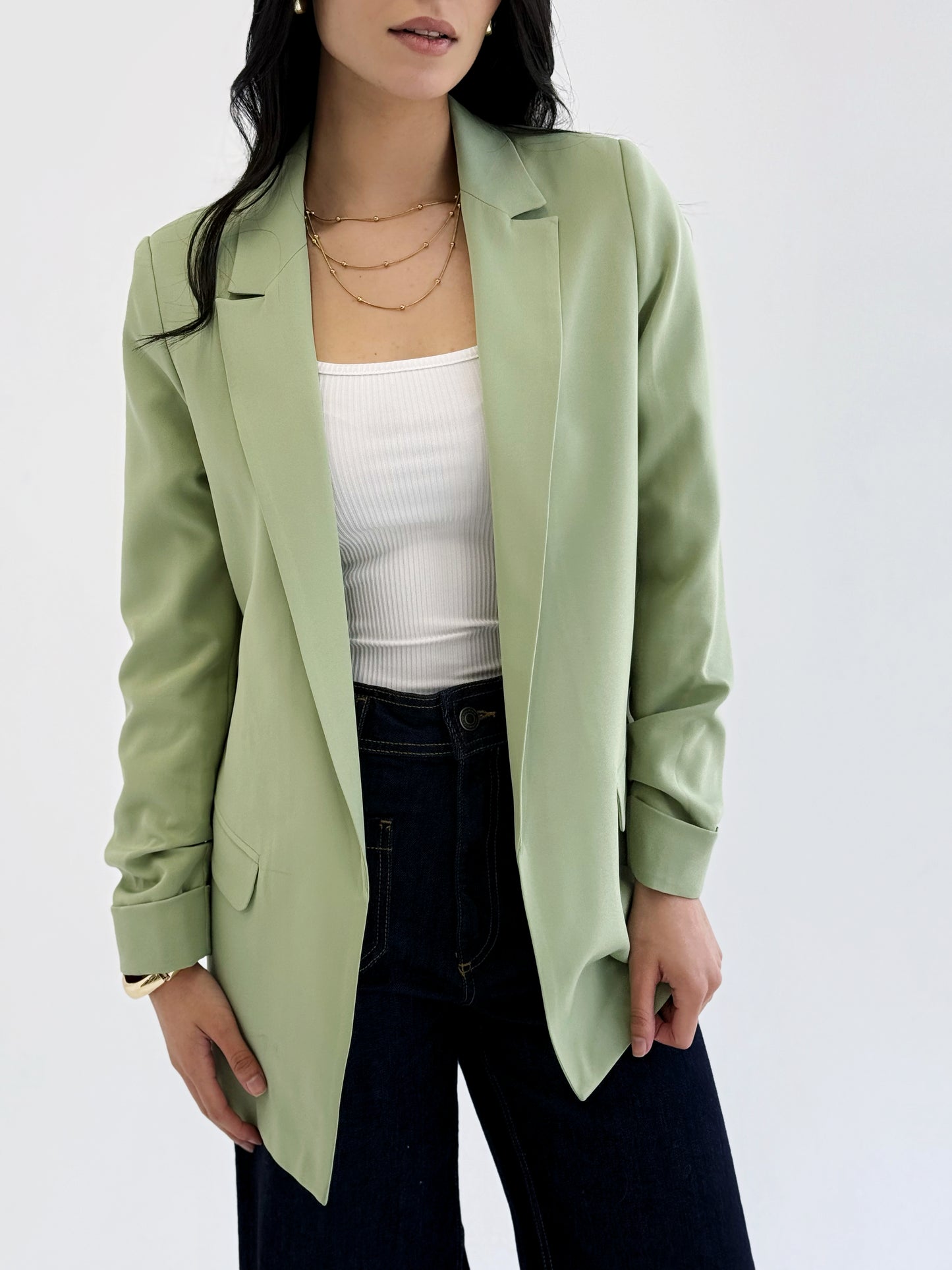 Ruffle blazer in matcha