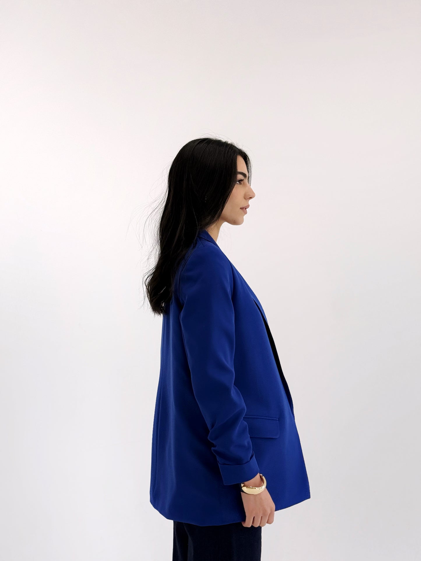 Ruffle blazer in royle blue