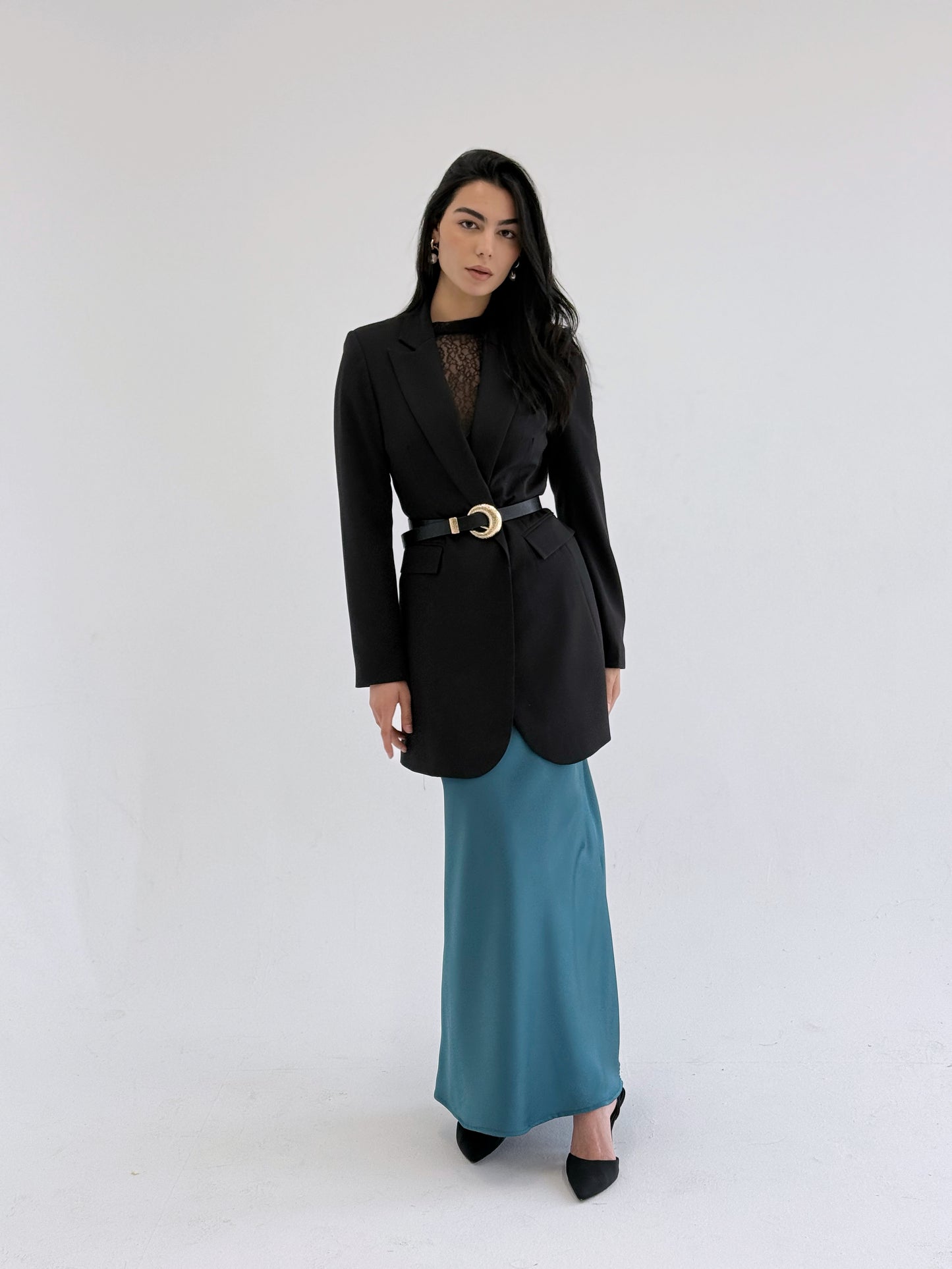 A-Line Skirt with top In heavy teal