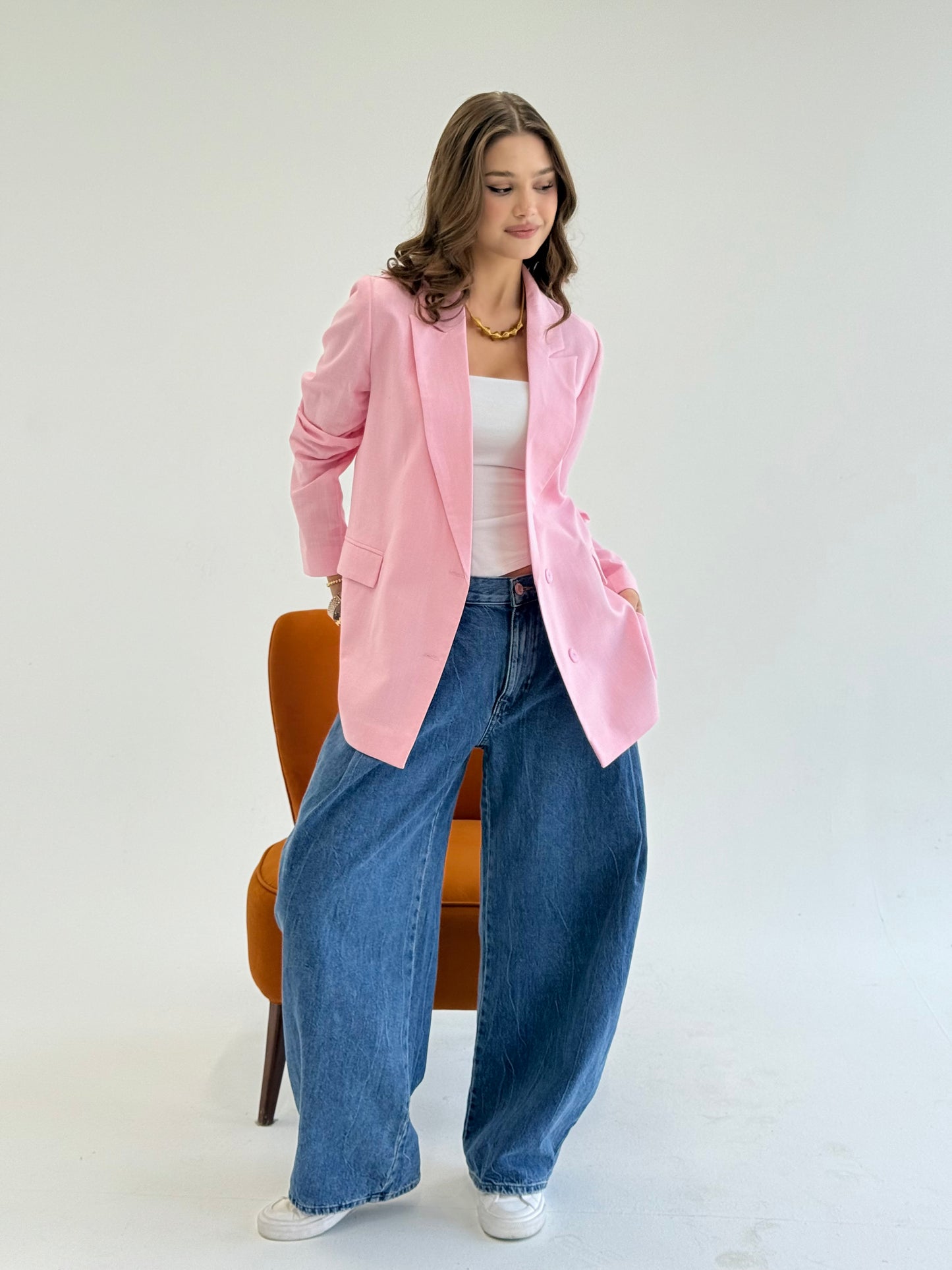 Linen Blazer in pink
