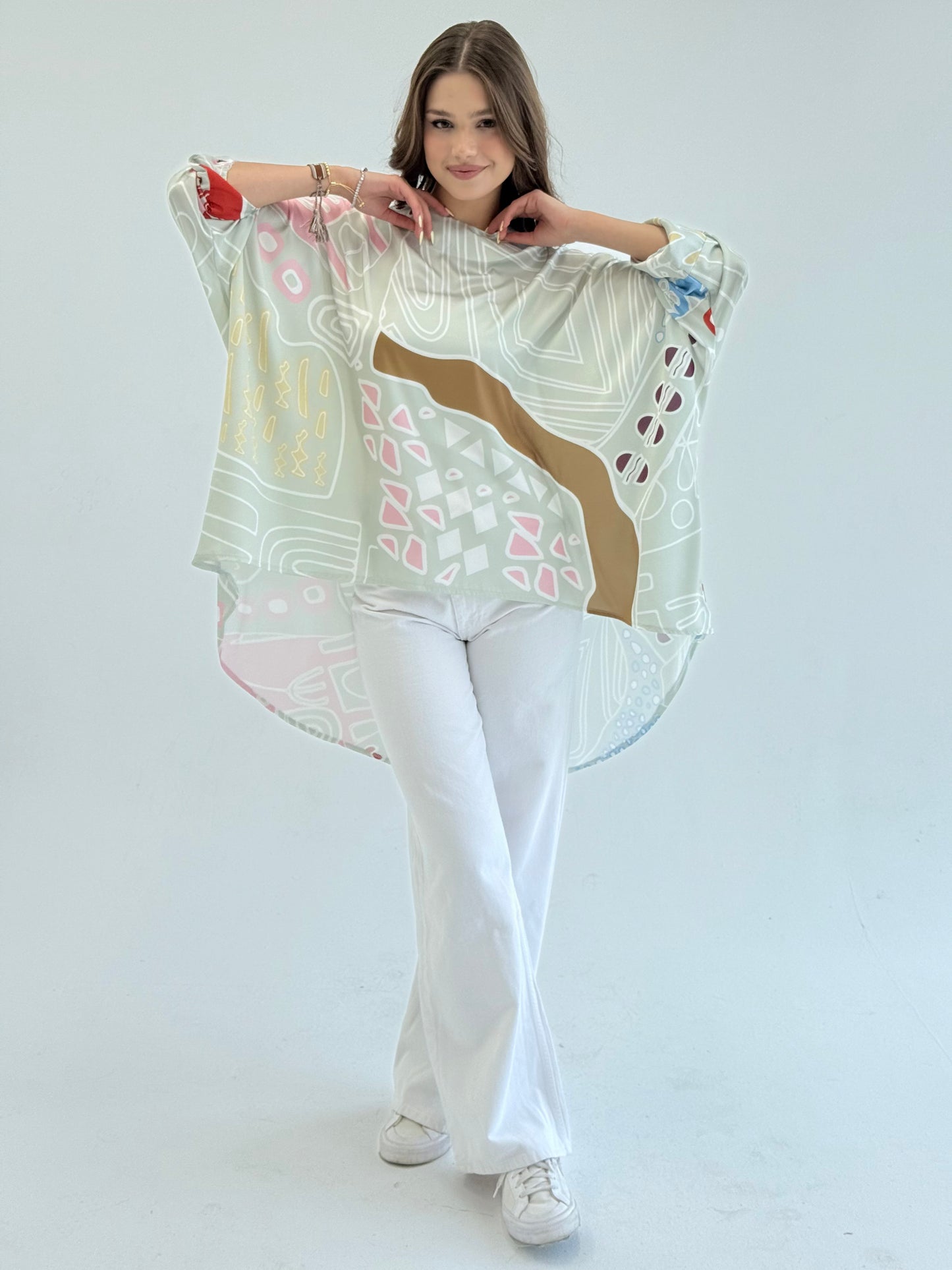 Printed satin blouse