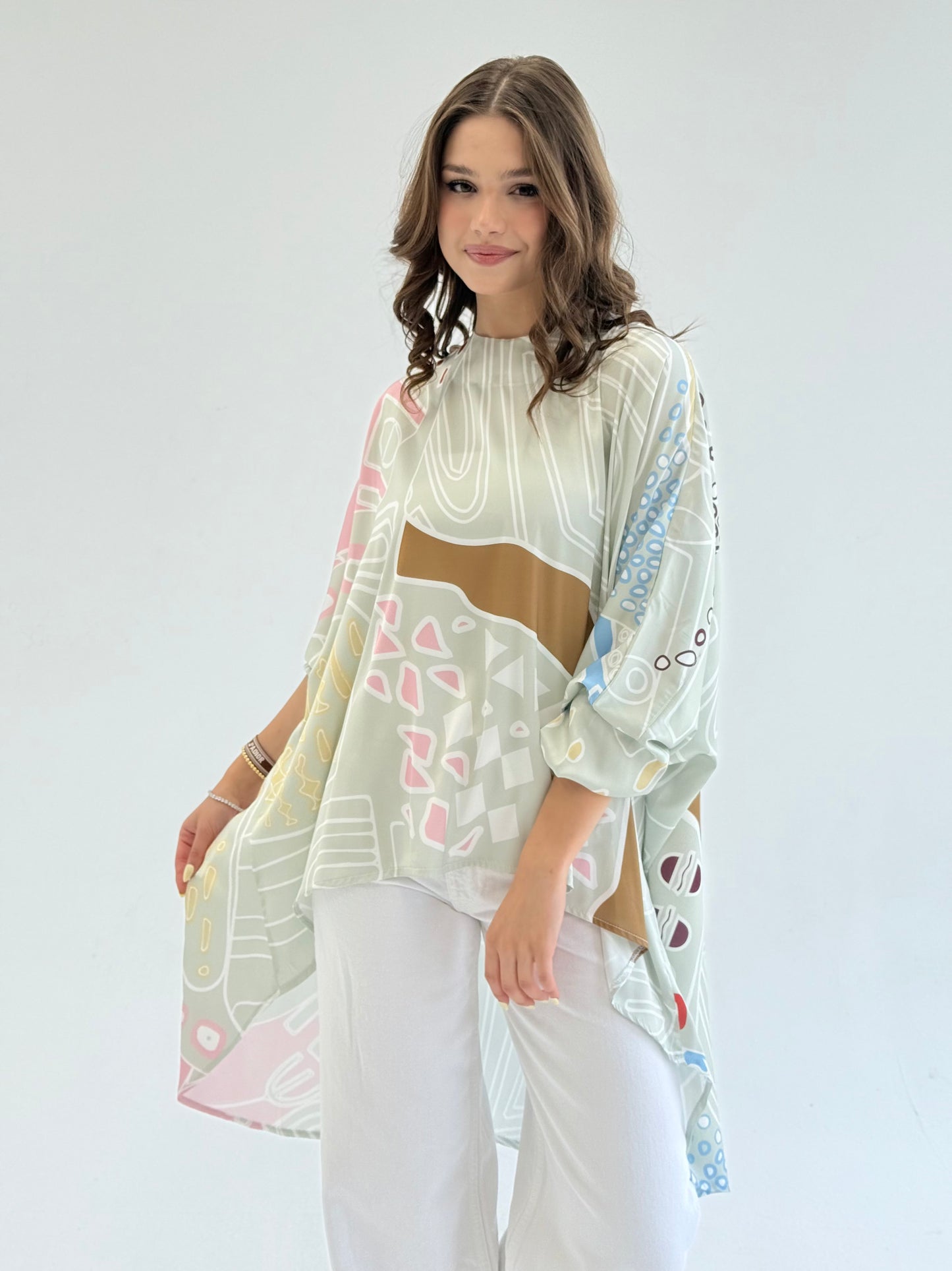 Printed satin blouse