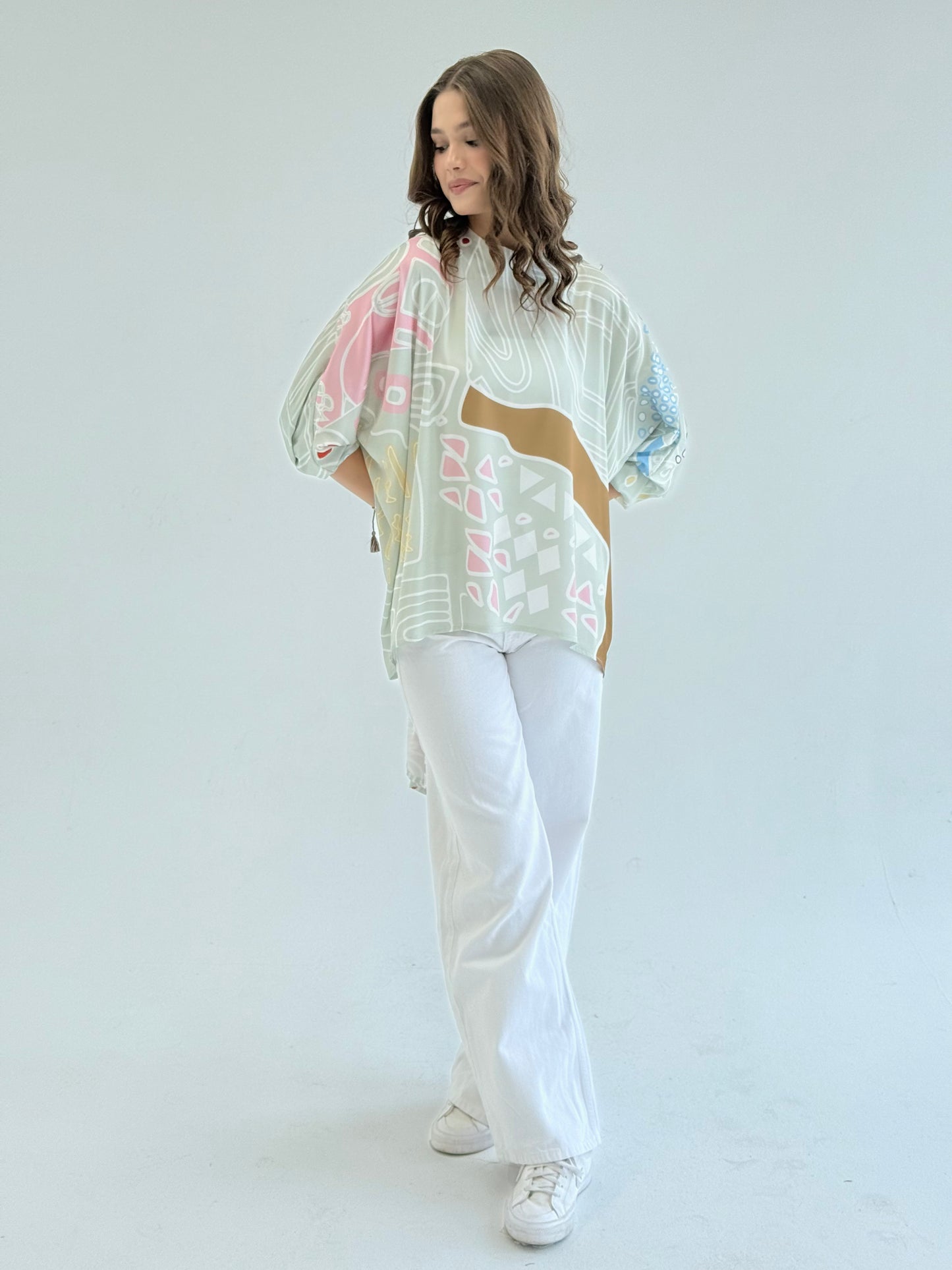 Printed satin blouse