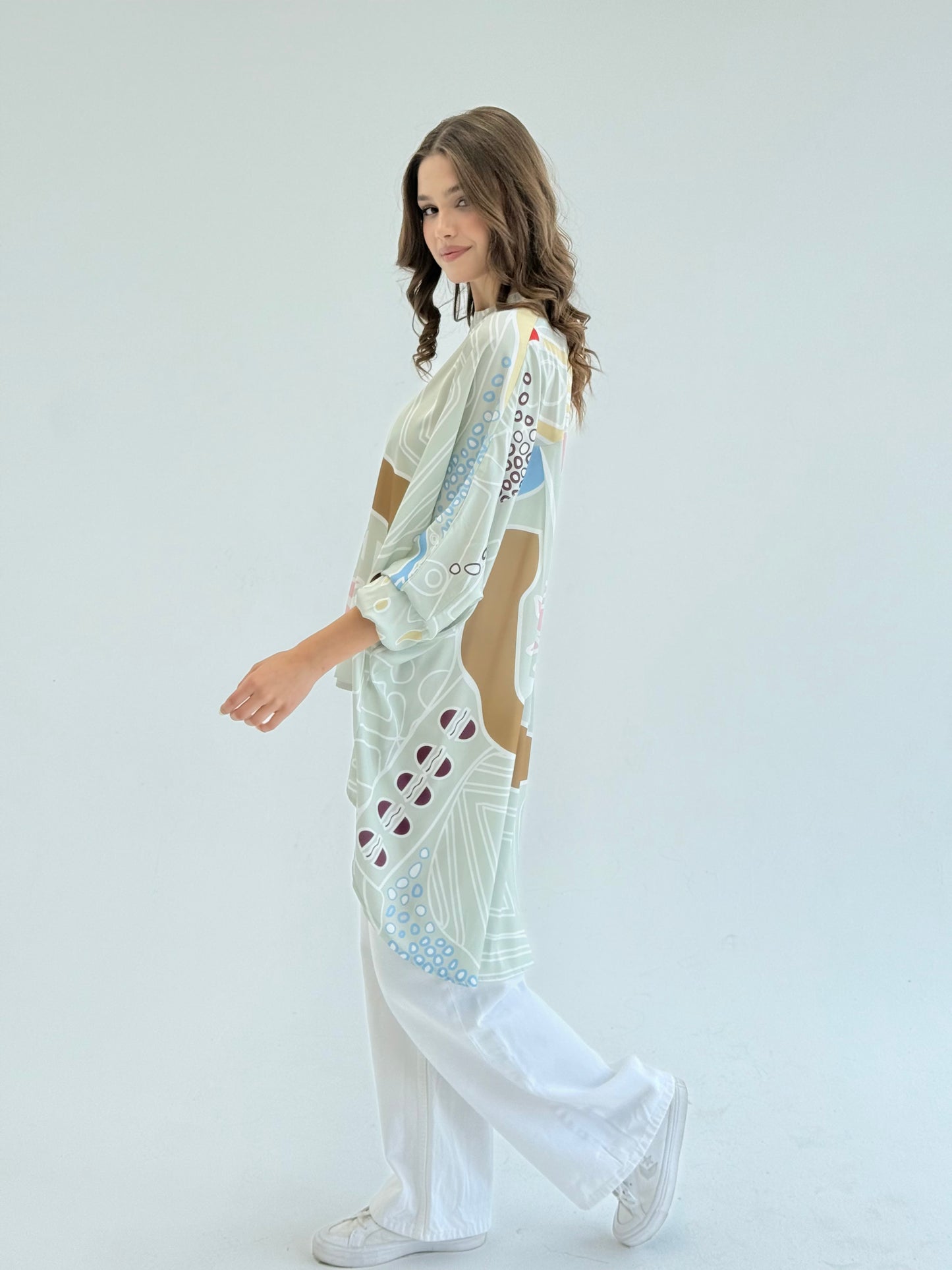 Printed satin blouse